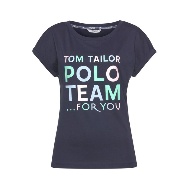 TOM TAILOR Polo Team Print-Shirt, großem farbenfrohen Logo-Print bei ♕