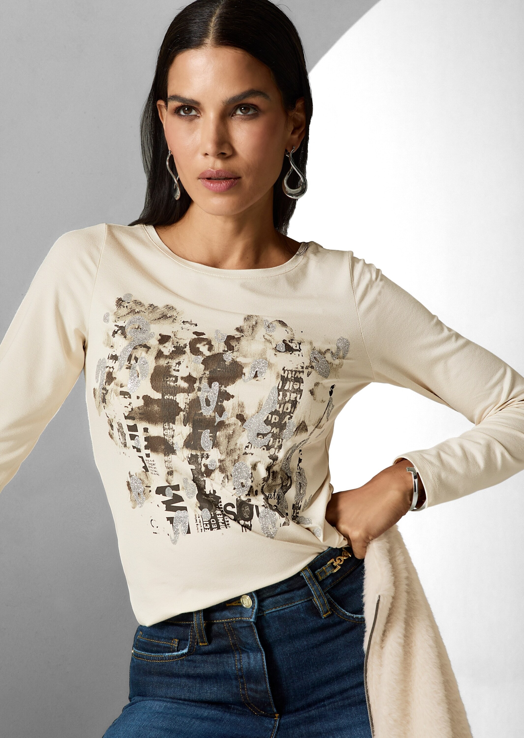 MADELEINE Langarmshirt »Blusenshirt Glamouröses Oberteil mit Straßakzenten«