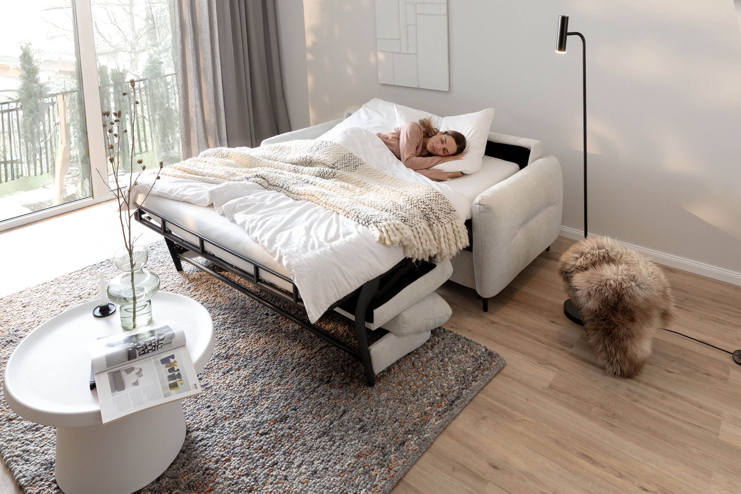 Home affaire 2-Sitzer »Clevina, Dauer-Schlafsofa mit Kaltschaummatratze, Breite 176 cm« Sofa & Bett in einem – kinderleicht ausklappbar & freistellbar im Raum