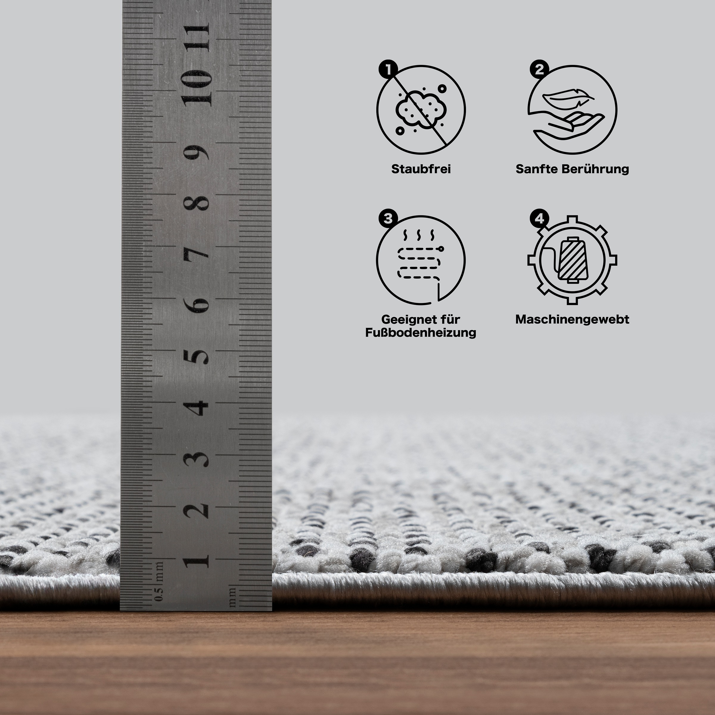 Sanat Teppich »Lora Plus, auch als Läufer«, rechteckig, 5 mm Höhe, Kurzflor, uni, gekettelt, Wohnzimmer, Kinderzimmer