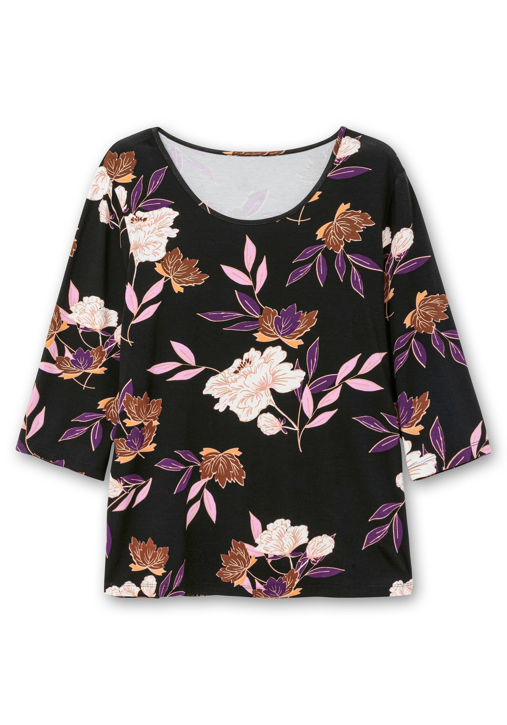 Sheego 3/4-Arm-Shirt »3/4-Arm-Shirt mit Blumenprint, aus Viskosejersey«, mit Blumenprint, aus Viskosejersey