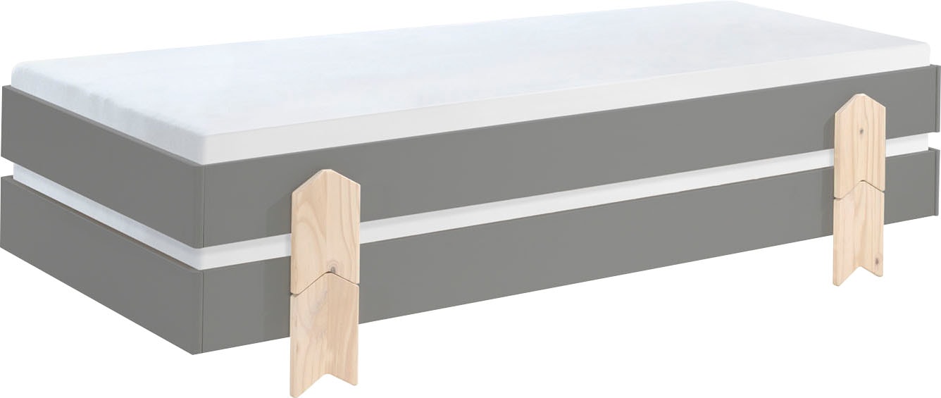 Vipack Kinderbett »Modulo«, (Made in Europe), Jugendbett, Einzelbett, Stapelbett mit Füßen in Pfeiloptik