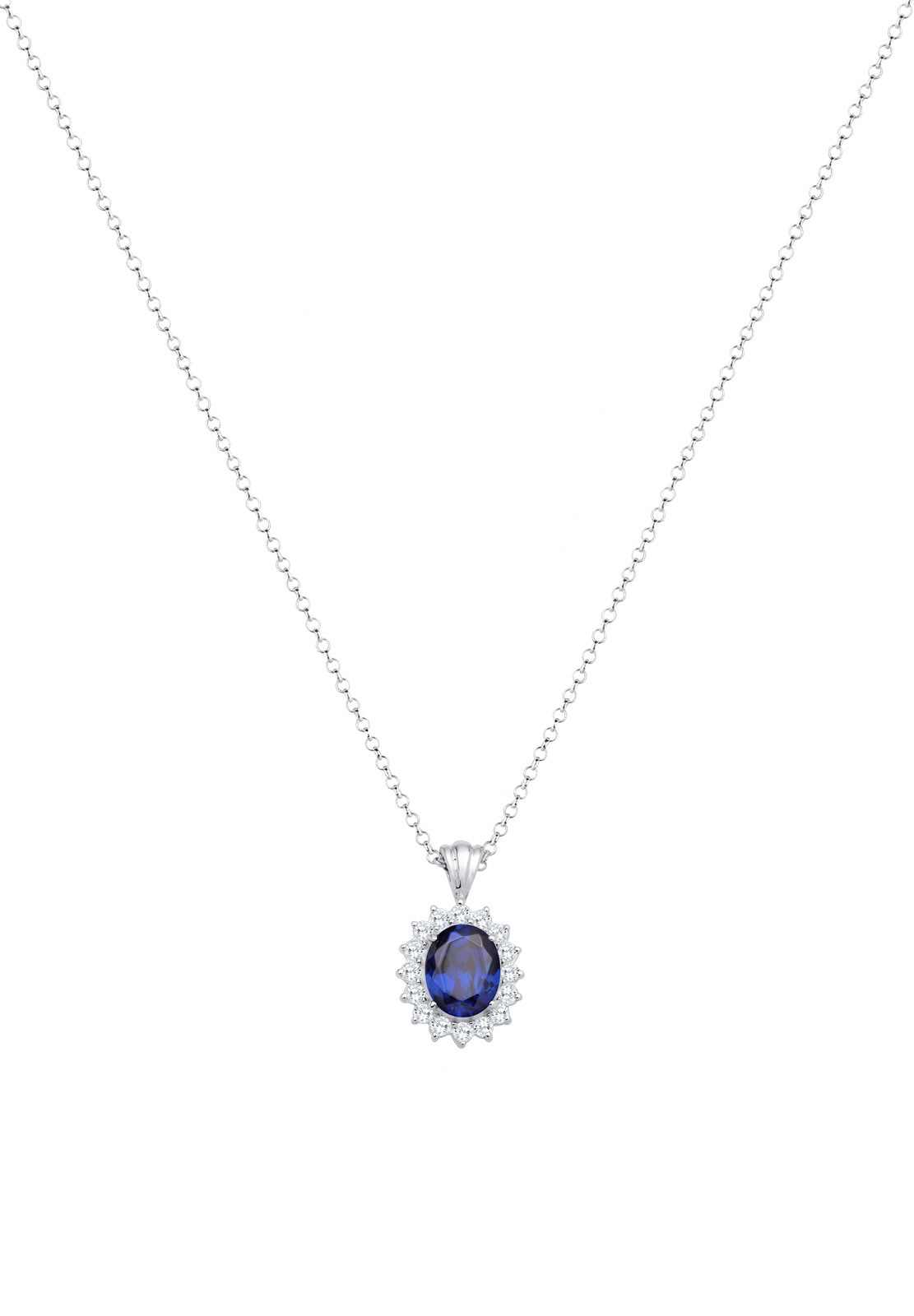 Elli Silberkette »Halskette Zirkonia Synthetischer Saphir Blau 925 Sterling Silber«