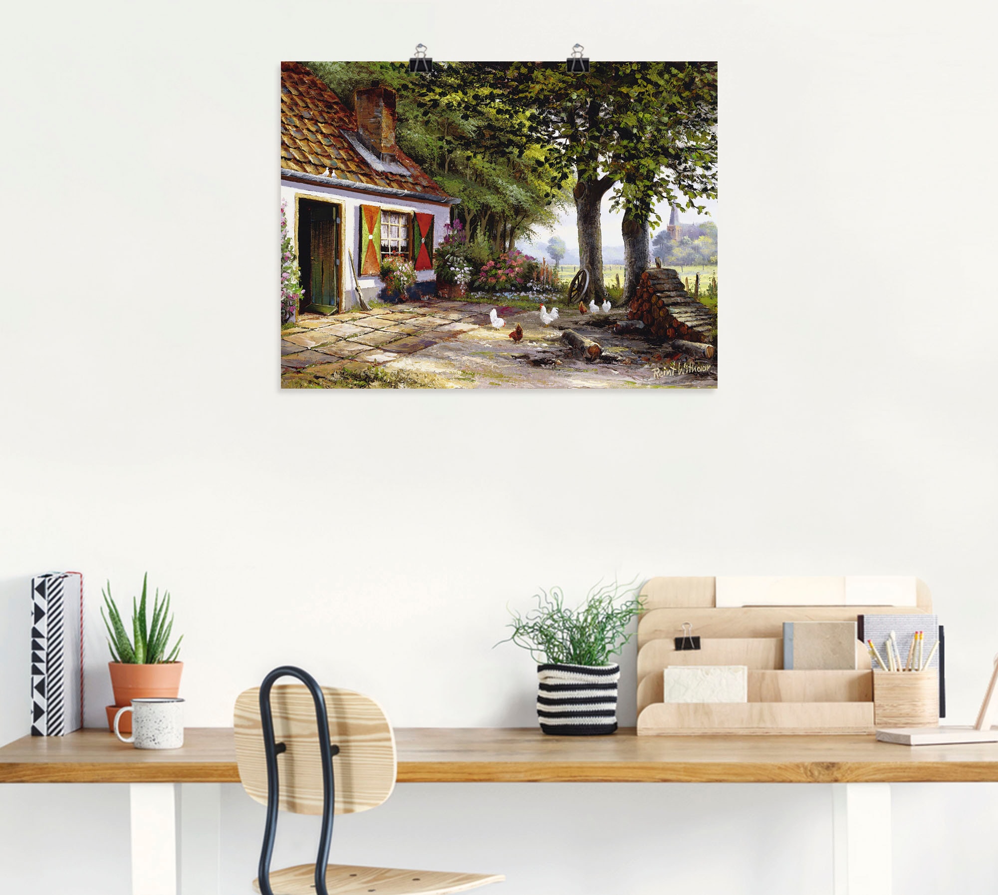 Artland Wandbild »Hühner auf dem Hof« Garten 1 Stk. tlg. als Leinwandbild, Poster in verschied. Größen