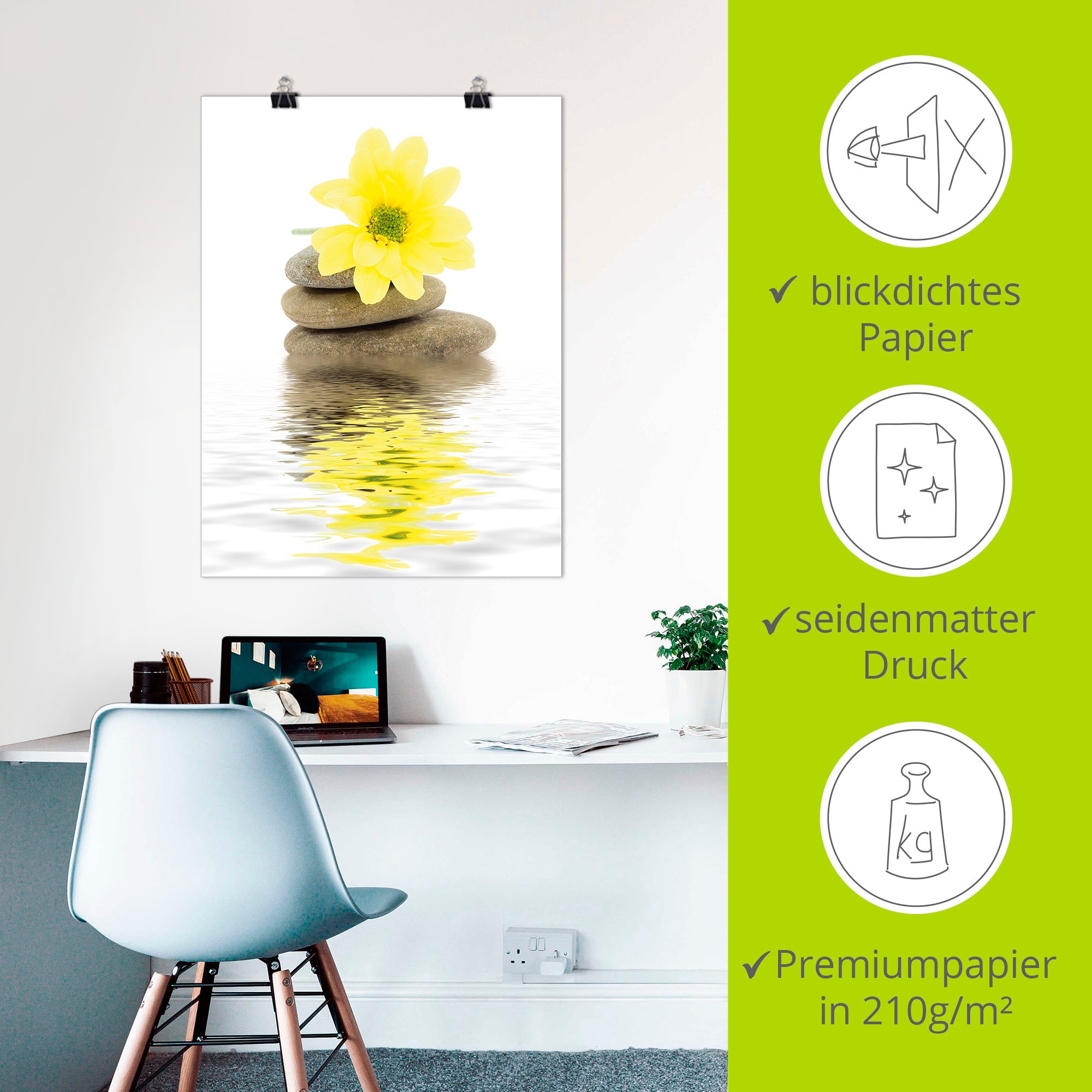 Artland Wandbild »Zen Spa Steine mit Blumen II«, Zen, (1 St.), als Alubild, Outdoorbild, Leinwandbild, Poster in verschied. Größen