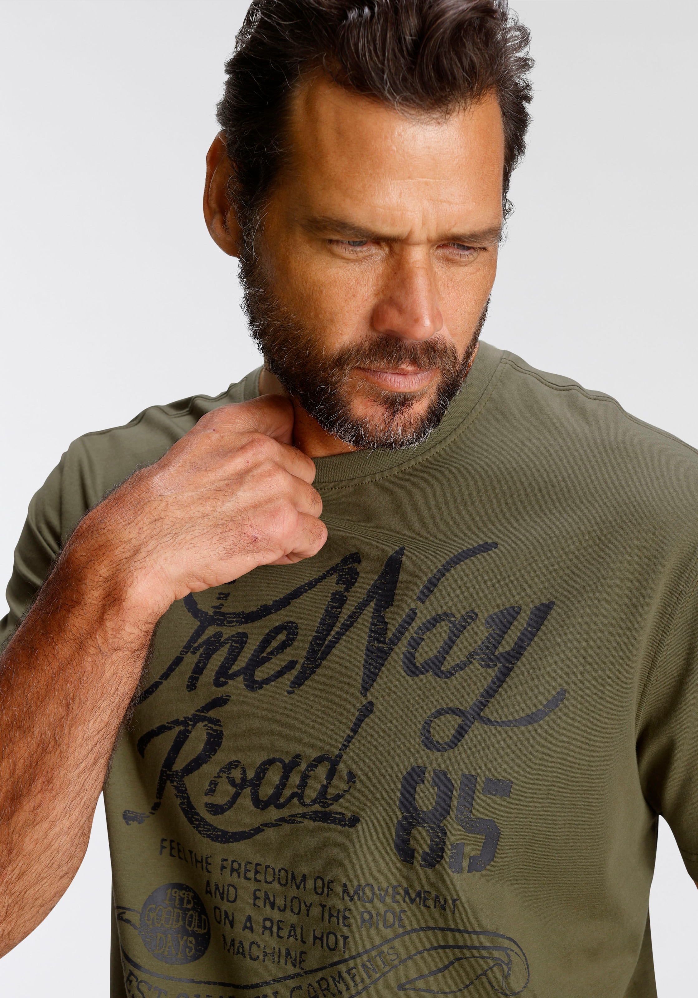 Man's World T-Shirt, Kurzarm, Regular Fit, mit Print, Rundhals, im Used-Look
