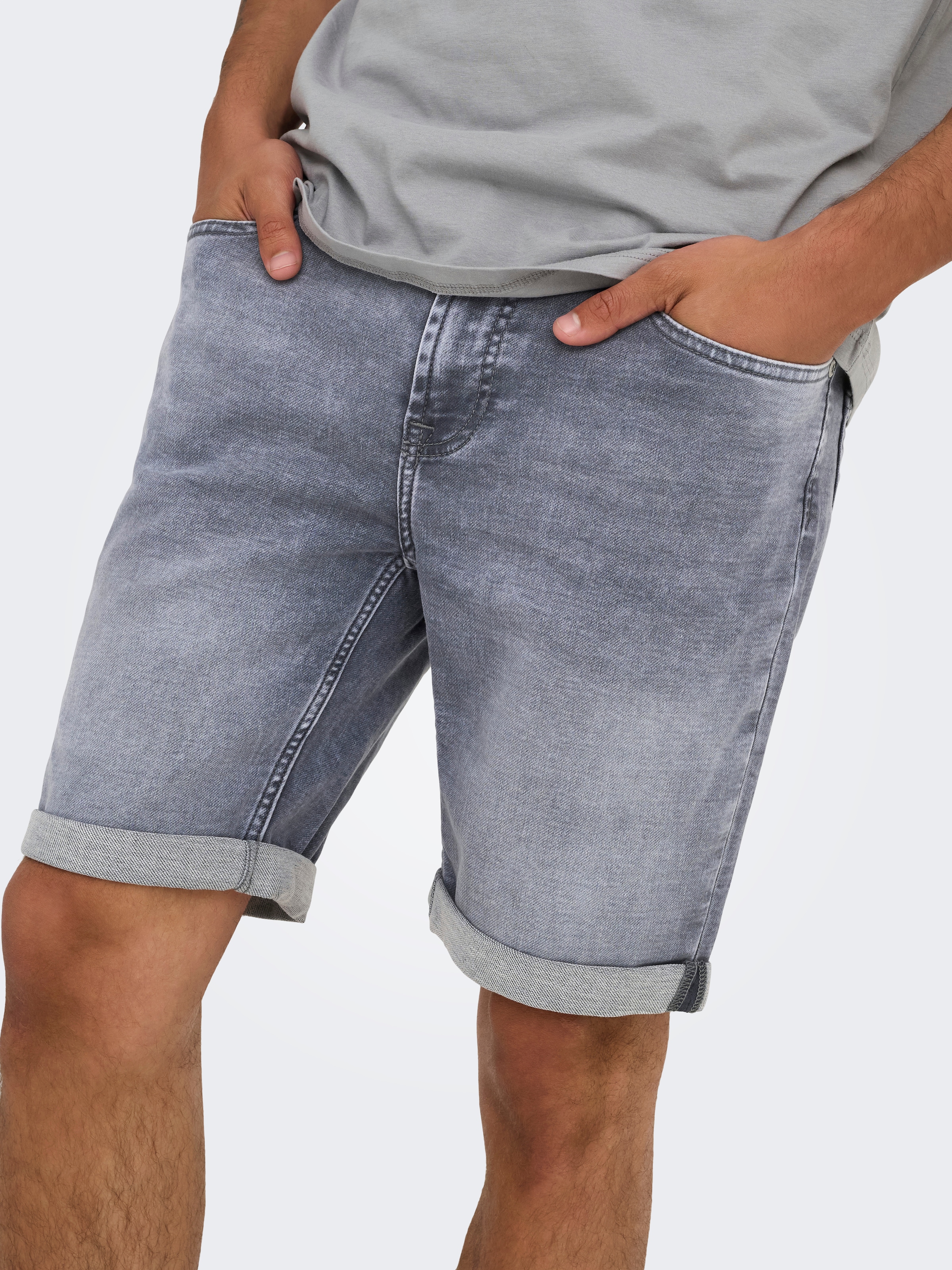 ONLY & SONS Jeansshorts »ONSPLY JOG MGD 0880 ANA DNM SHORTS NOOS« Baumwollmischung, regular fit