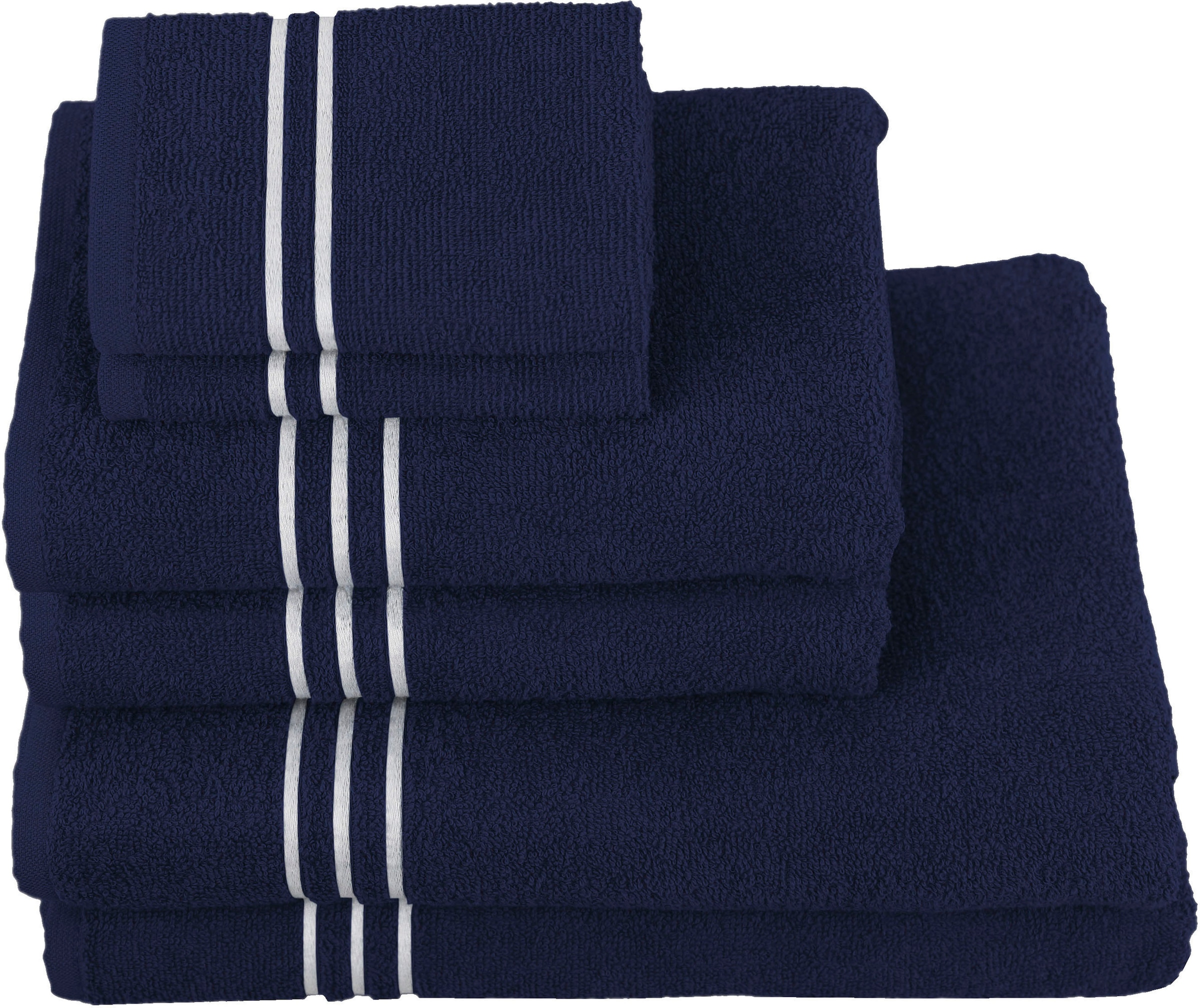 KangaROOS Handtuch Set Walkfrottier, 100% aus »Dalia«, 6 Handtuch-Set einfarbiges Set, mit Streifenbordüre, Baumwolle tlg