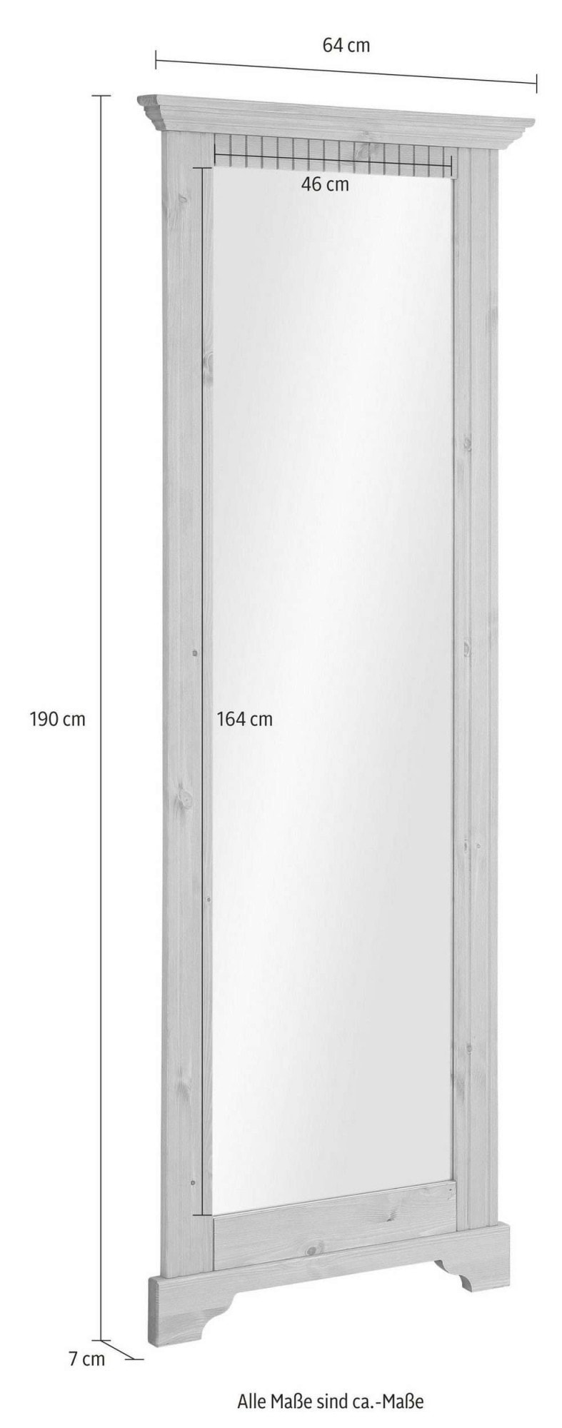 OTTO home Spiegel »Rustic, Garderobenspiegel, Landhausstil« Rahmen in Kiefer massiv, Höhe 190 cm, mit Zierfräsungen