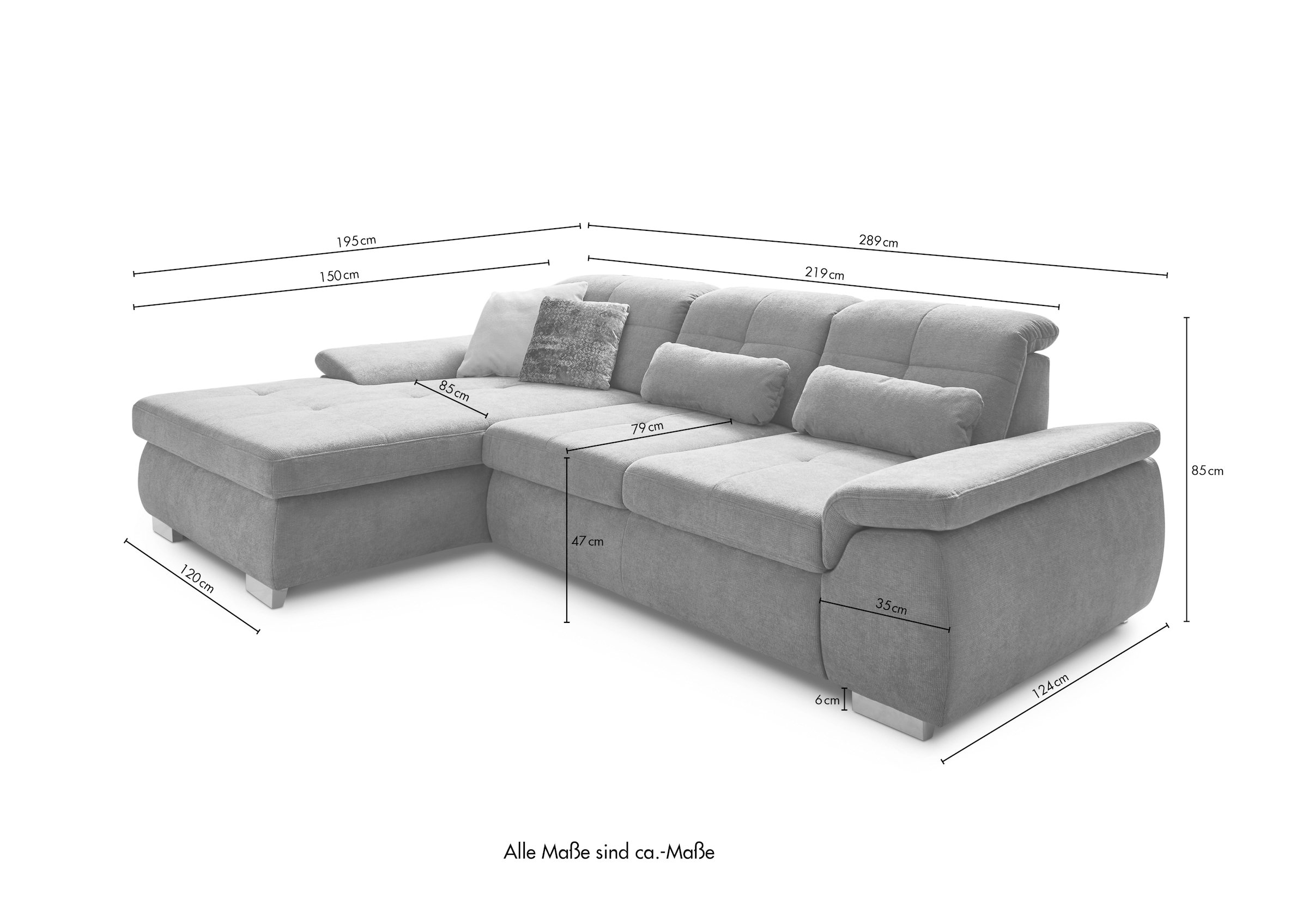 Die PlanBar Ecksofa »MP-IN16037 L-Form, Breite 289 cm, mit Kaltschaum-Polsterung« mit Sitztiefenverstellung & Zierkissen