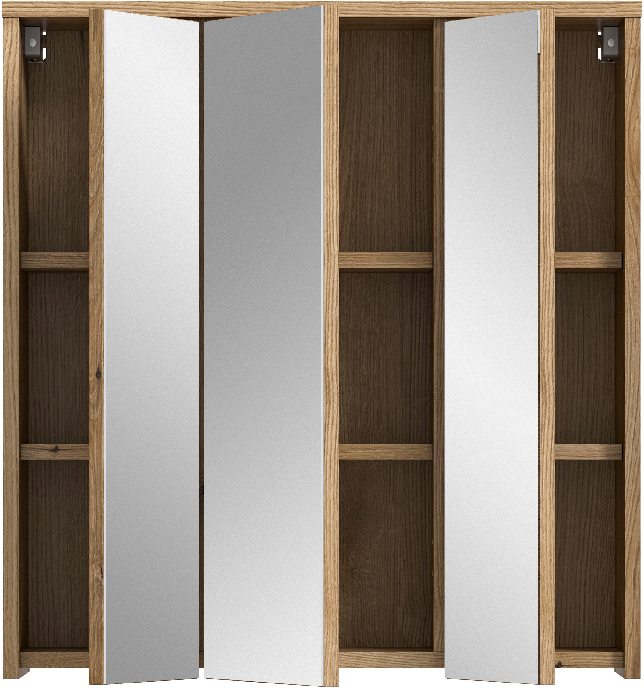 welltime Spiegelschrank »Kayu, Breite 64 cm, 3 Spiegeltüren, 6 Einlegeböden«, Badschrank, Bad-Möbel, Badezimmer, Bad