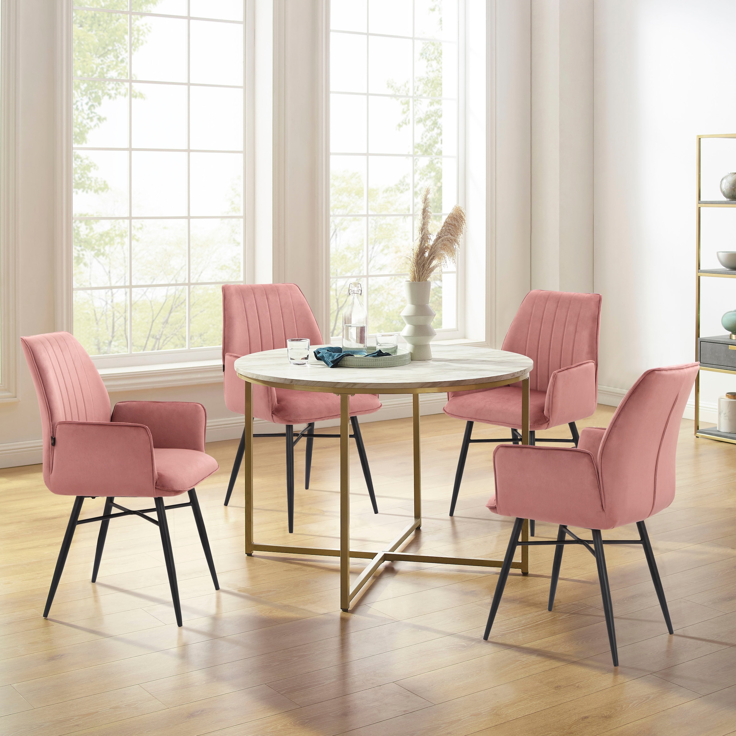 Leonique Esszimmerstuhl »Hrodwyn« () 2 Stk.Sitz gepolstert, mit horizontale Nähten am Rücken, Sitzhöhe 52 cm