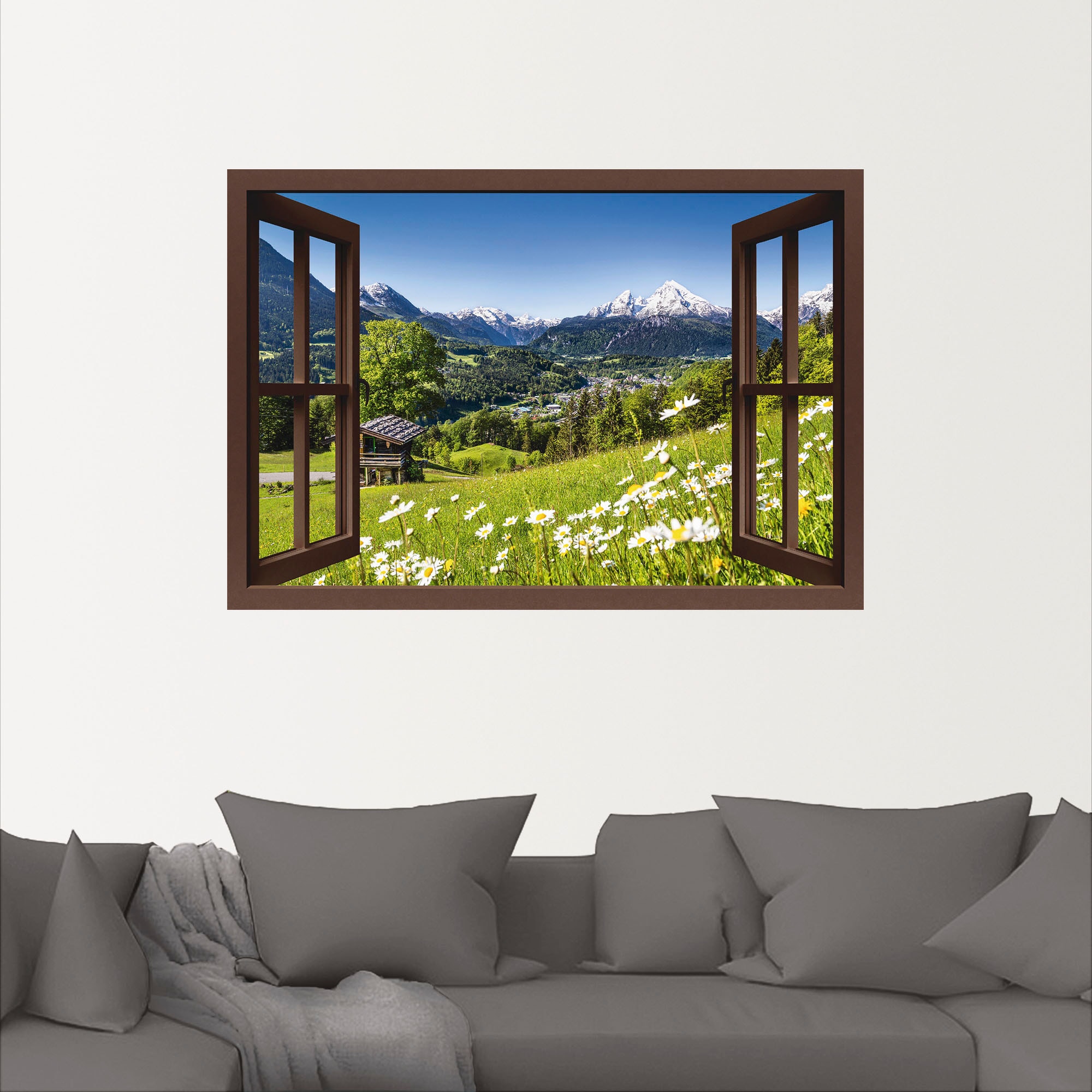 Artland Wandbild »Fensterblick Bayerischen Alpen«, Berge, (1 St.), als Alubild, Outdoorbild, Leinwandbild, Poster, Wandaufkleber