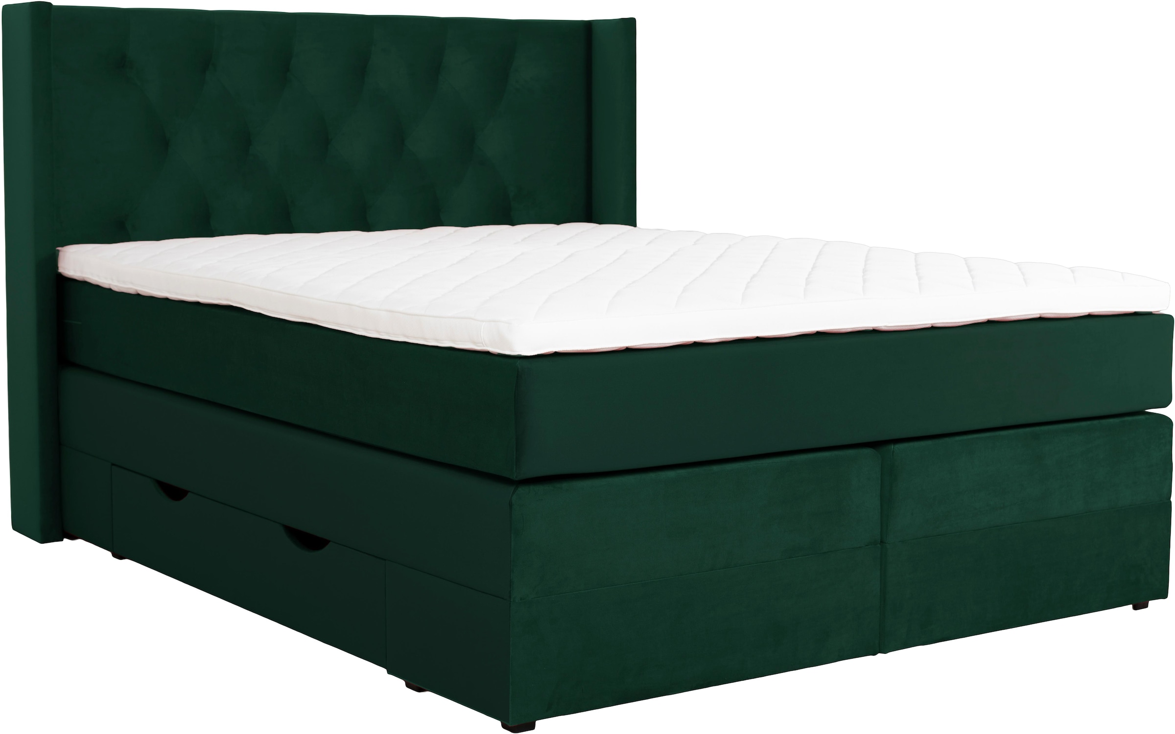 Home affaire Boxspringbett »Elegance« mit schöner Knopfheftung, in den Härtegraden H2 & H3, inkl. Schubladen