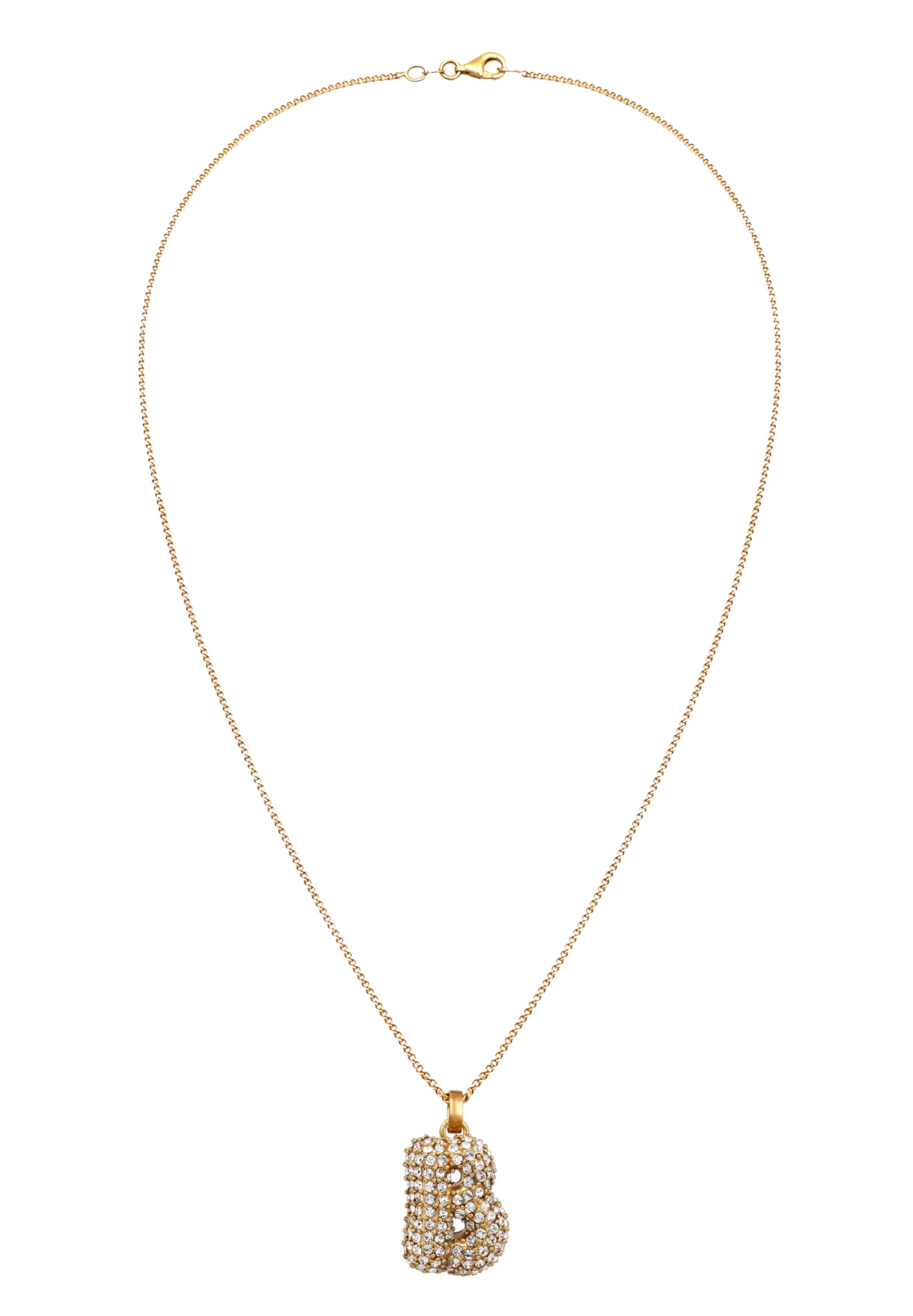 Elli Kette mit Anhänger »Halskette Buchstabe B Glas Kristalle Weiß 925 Sterling Silber vergoldet«