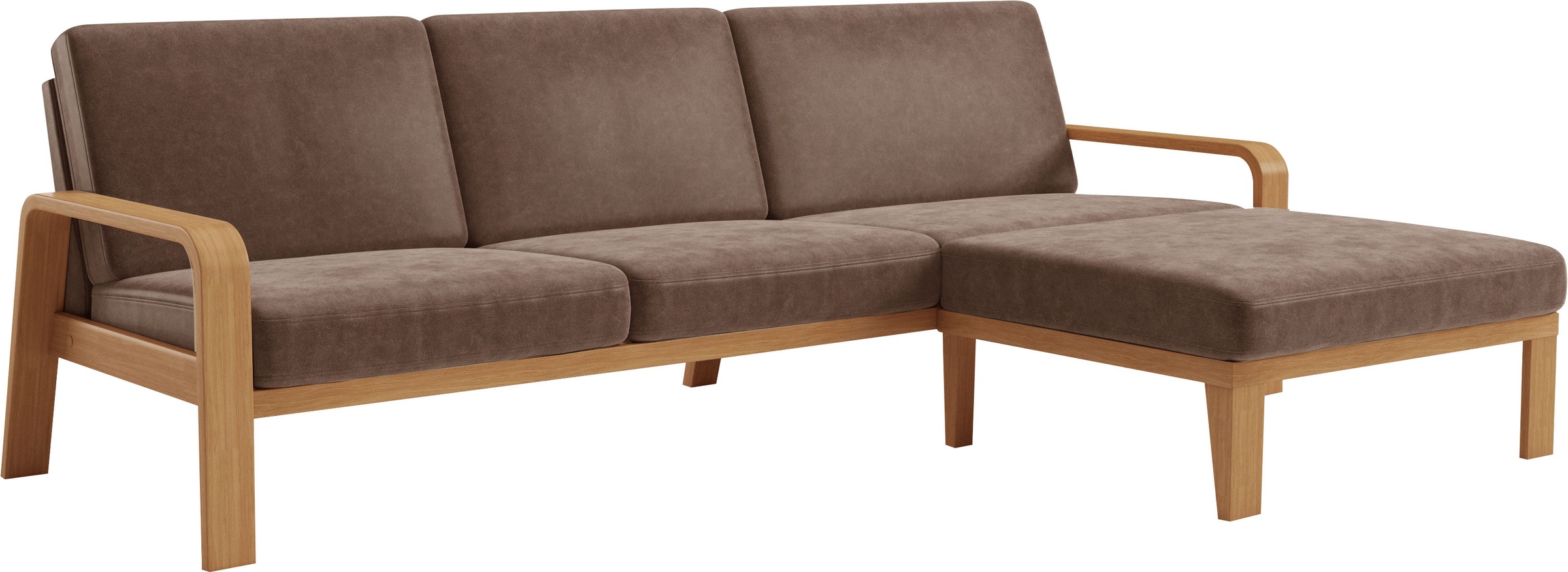 sit&more Ecksofa »Kolding L-Form«, Armlehnen aus eichefarbigem Buchenholz, verschiedene Bezüge und Farben