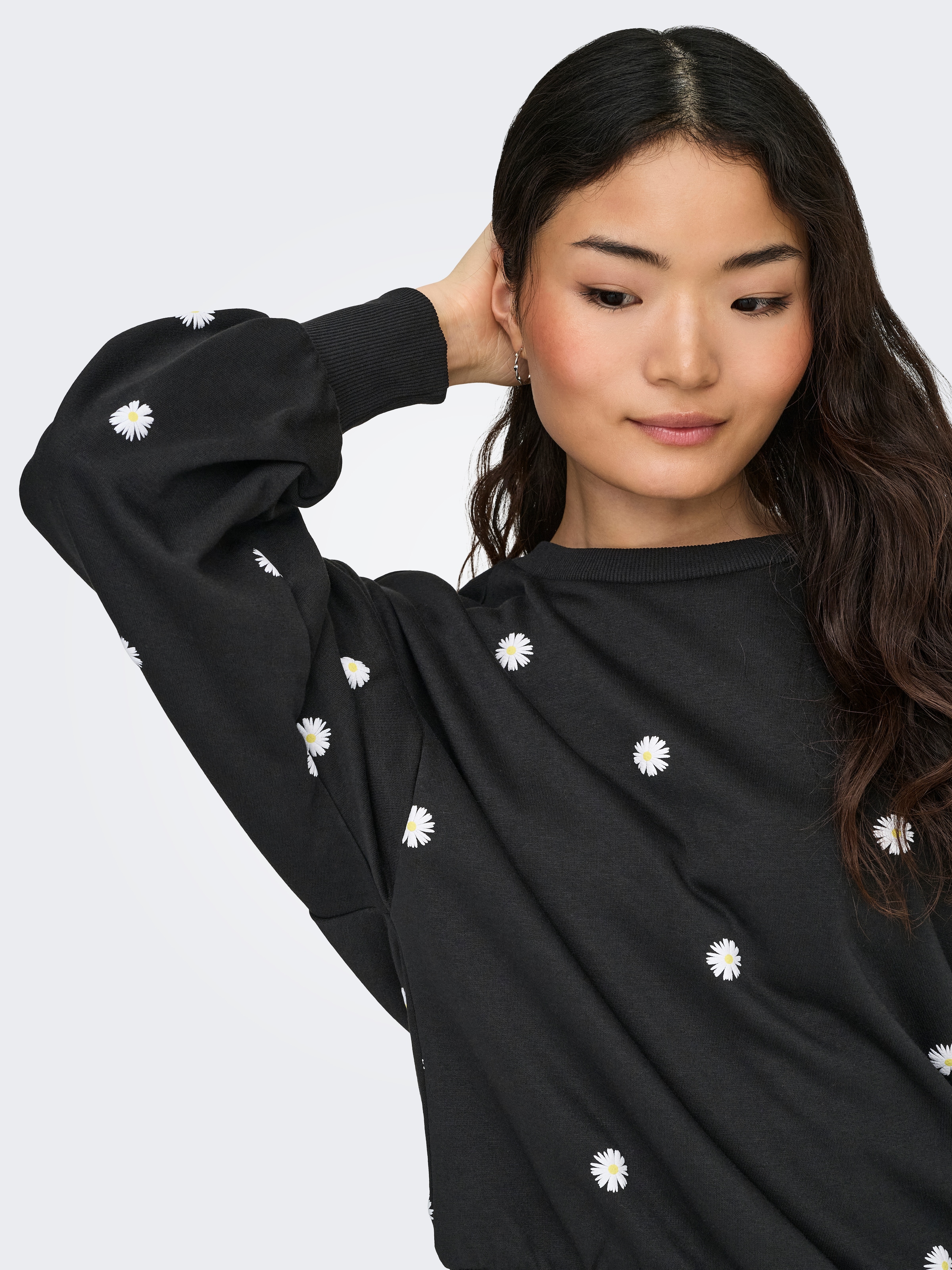 ONLY Sweatshirt »ONLBROOKE L/S O-NECK FLOWER SWT«, Baumwollmischung, regular fit
