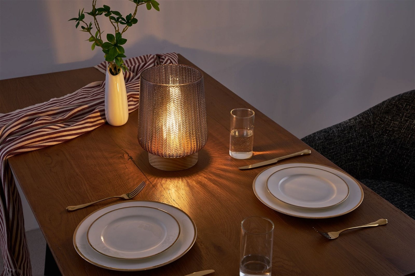 Pauleen LED Tischleuchte »Fancy Glamour mobile Taupe Glas/Holz«, 1 flammig, Leuchtmittel E27 | Leuchtmittel wechselbar, E27, Timer Batterie