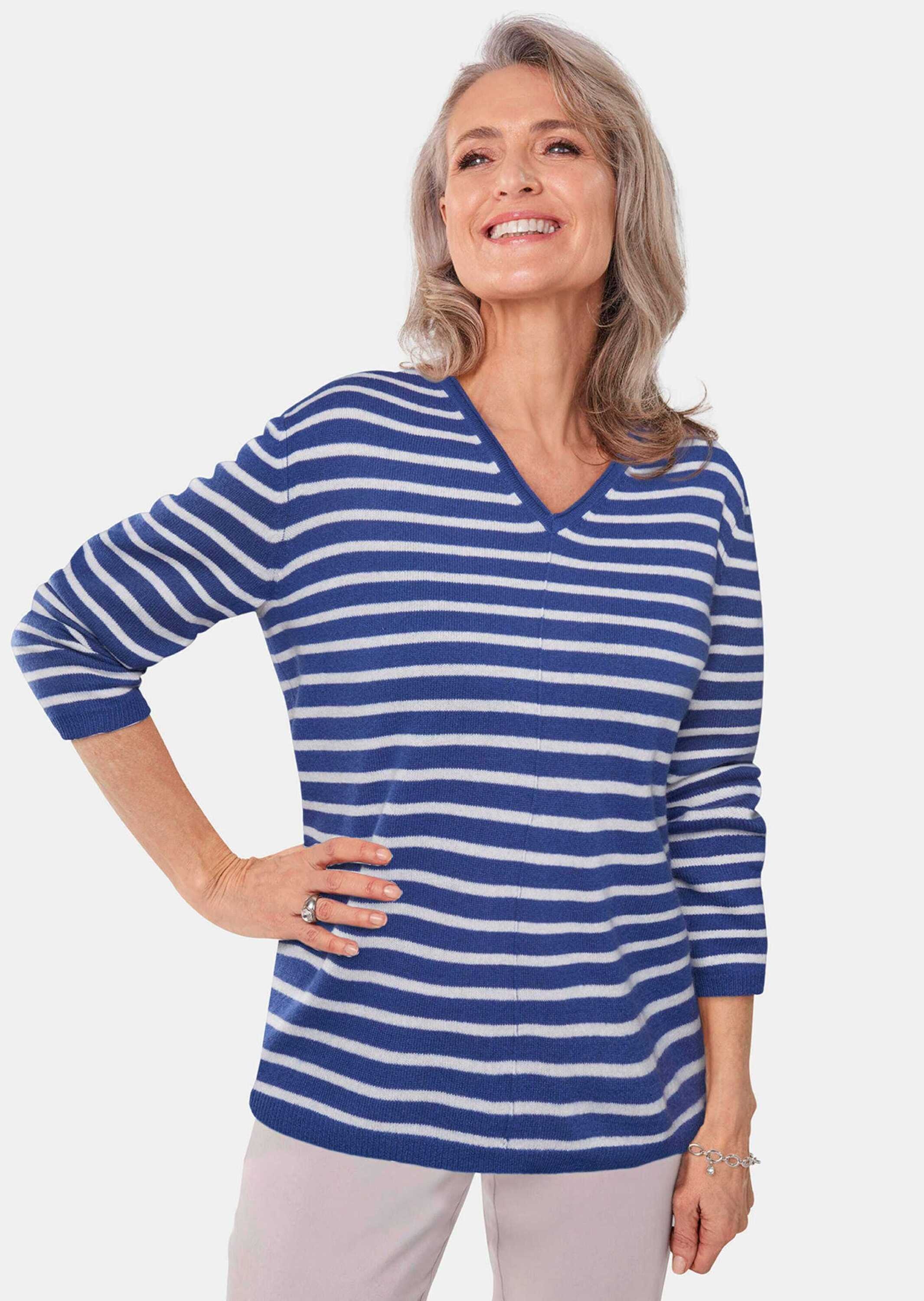 GOLDNER Strickpullover »Kurzgröße Kaschmirpullover mit V-Ausschnitt«