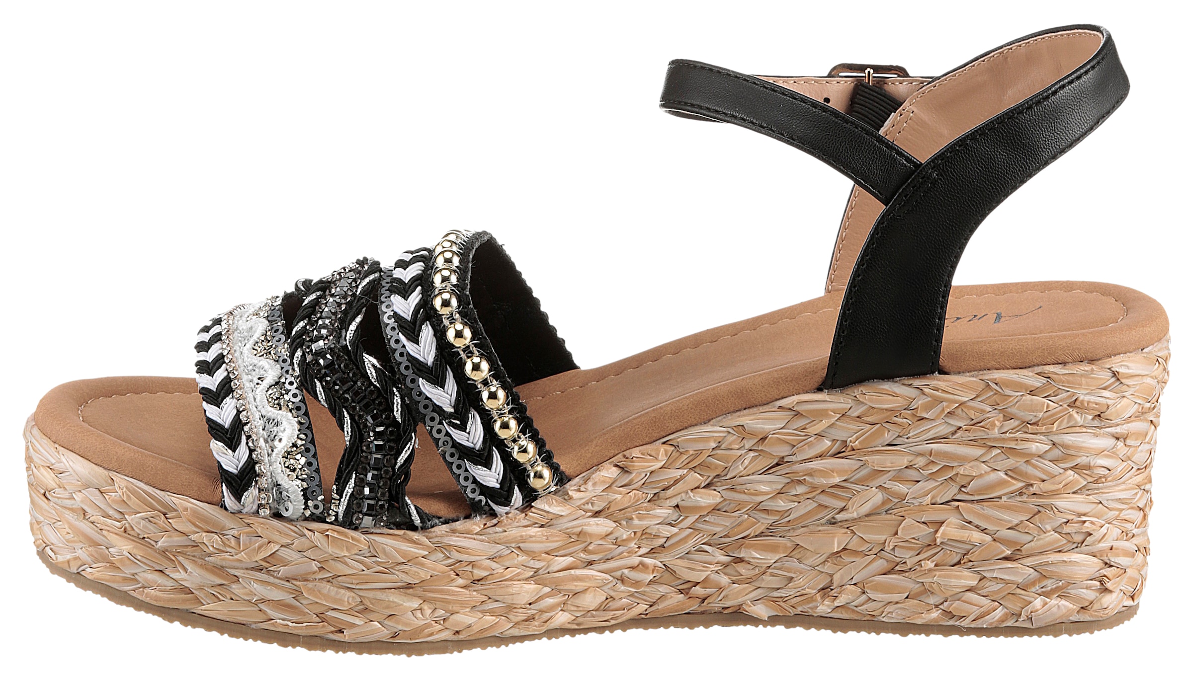Aniston SHOES Keilsandalette, Sandale, Sommerschuh, Pailletten - NEUE KOLLEKTION