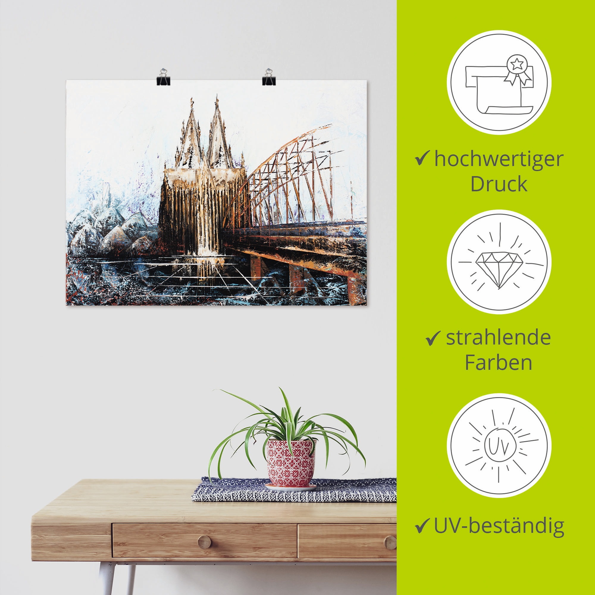 Artland Poster »Köln Impression«, Deutschland, (1 St.), als Alubild, Leinwandbild, Wandaufkleber oder Poster in versch. Größen