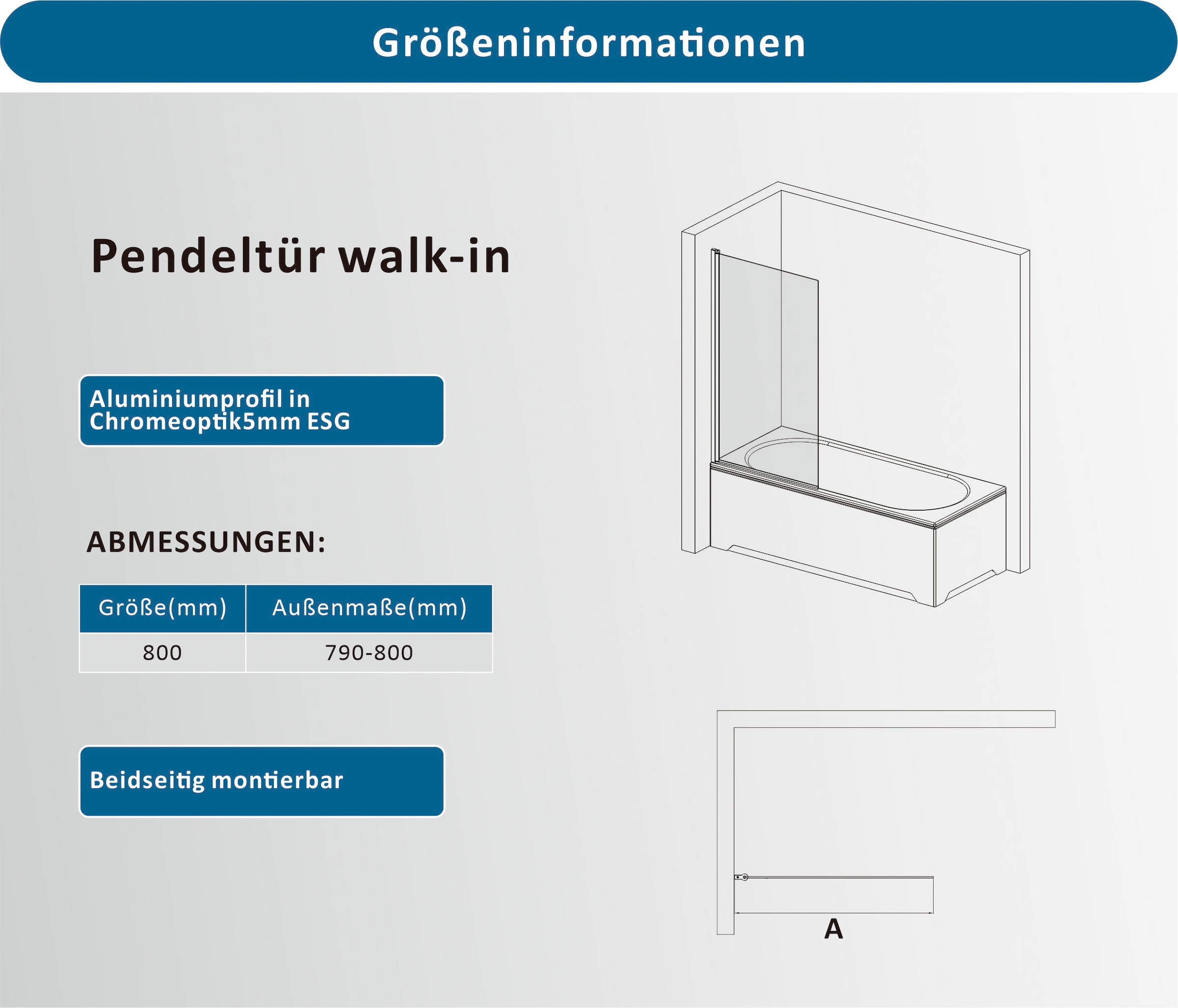 welltime Badewannenaufsatz »BWA Nassau Single clear«