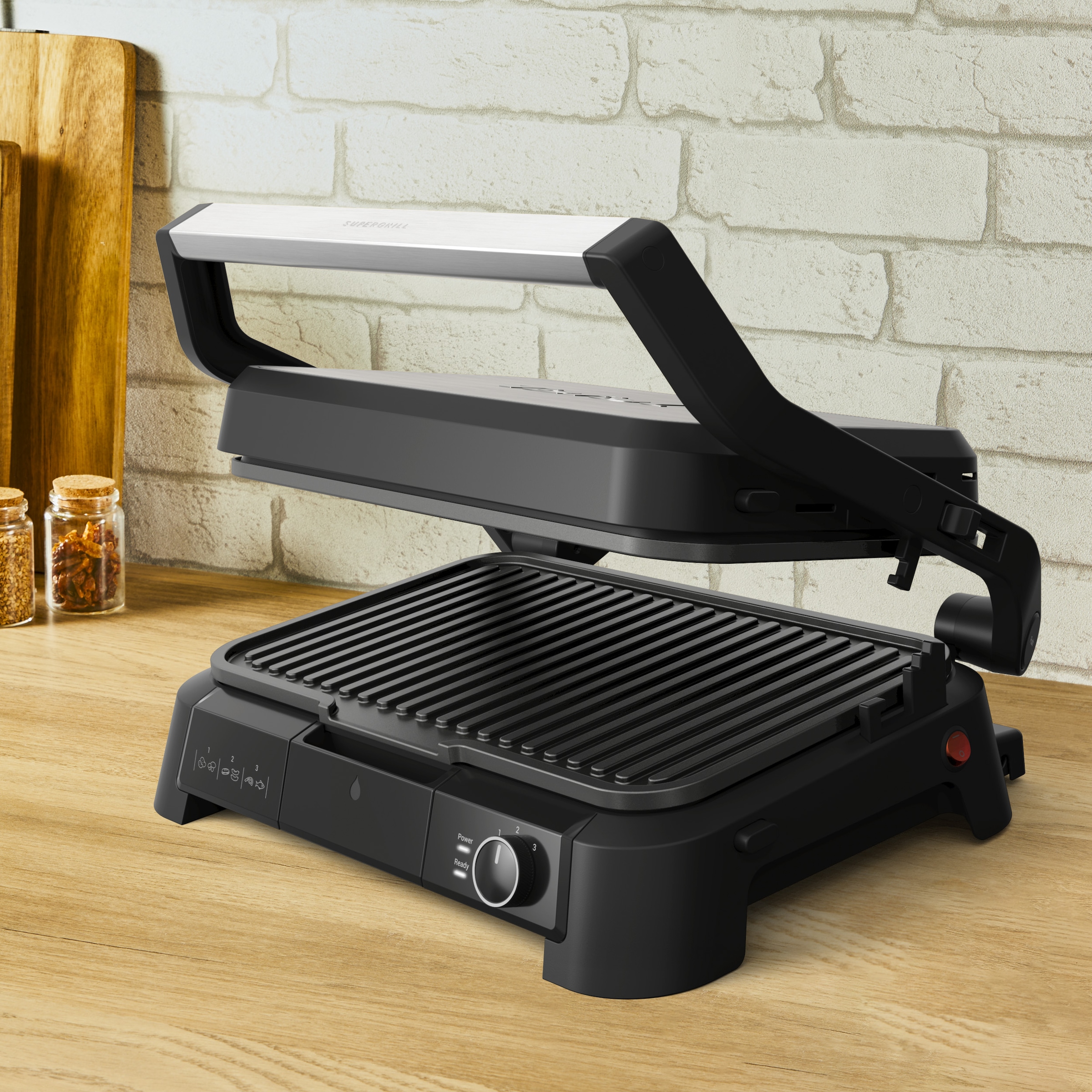 Tefal Kontaktgrill »GC520D SuperGrill 3-in-1 XL«, 220 W, BBQ-Funktion, Ofenposition, 3 Temperatureinstellungen