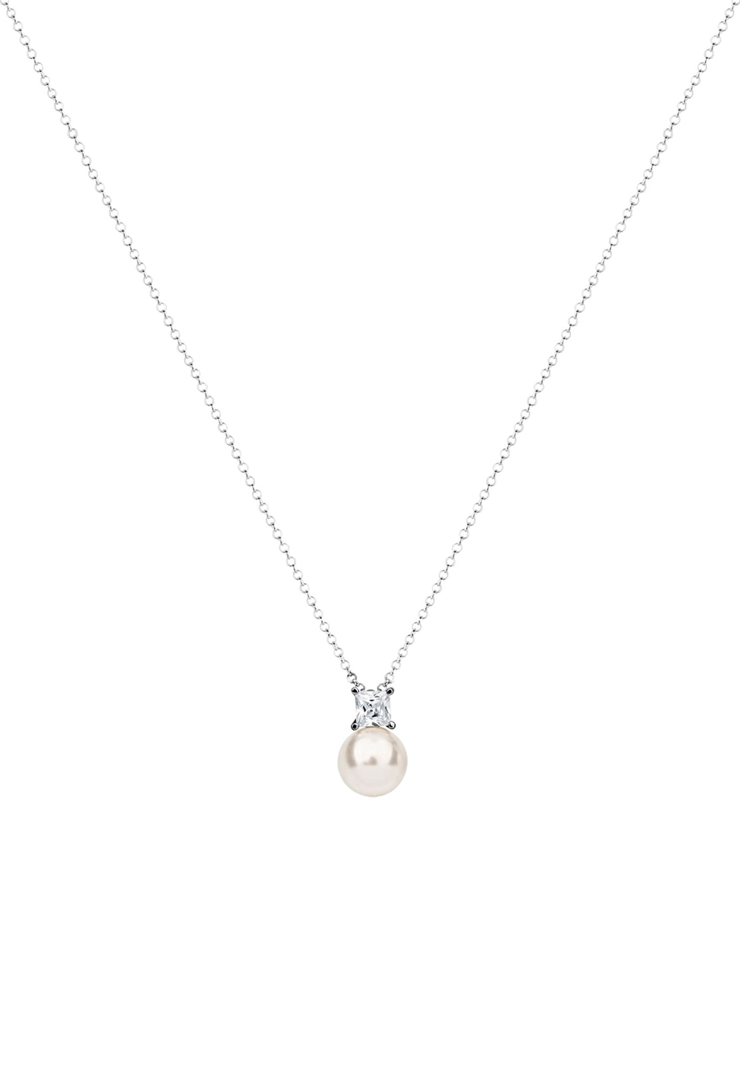 Nenalina Silberkette »Halskette Zirkonia Synthetische Perle 925 Silber«