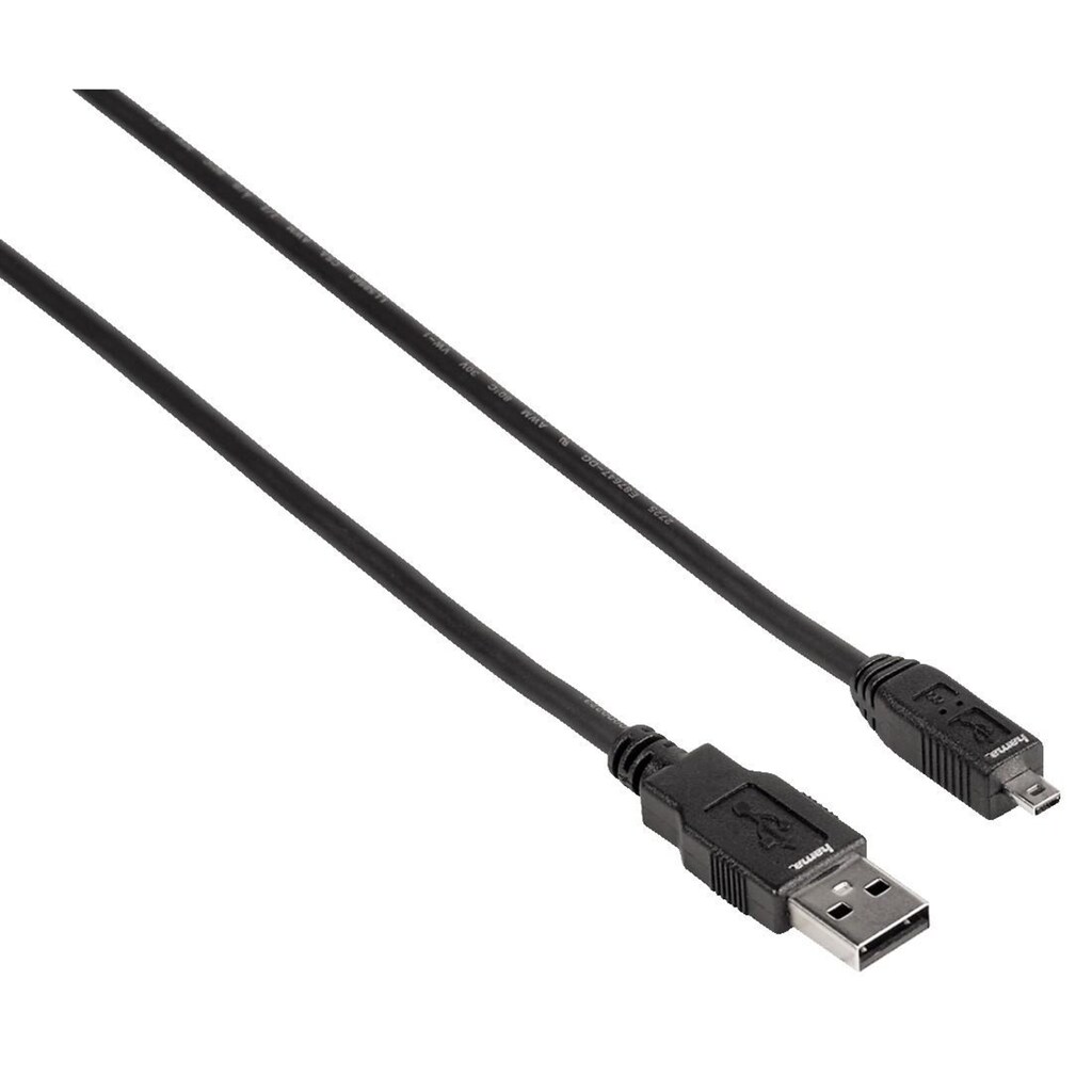 Hama USB-Kabel »USB-2.0-Anschlusskabel, A-Stecker - Mini-B-St. (B8 Pin) 1,8 m, Schwarz«, USB 2.0 Mini-B-USB Typ A