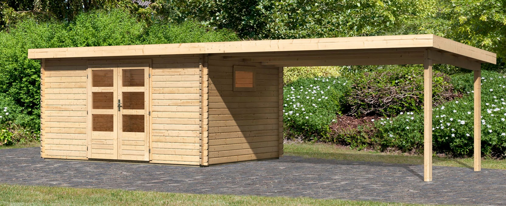 WOODFeeling Gartenhaus »Trittau 5«, mit Anbaudach