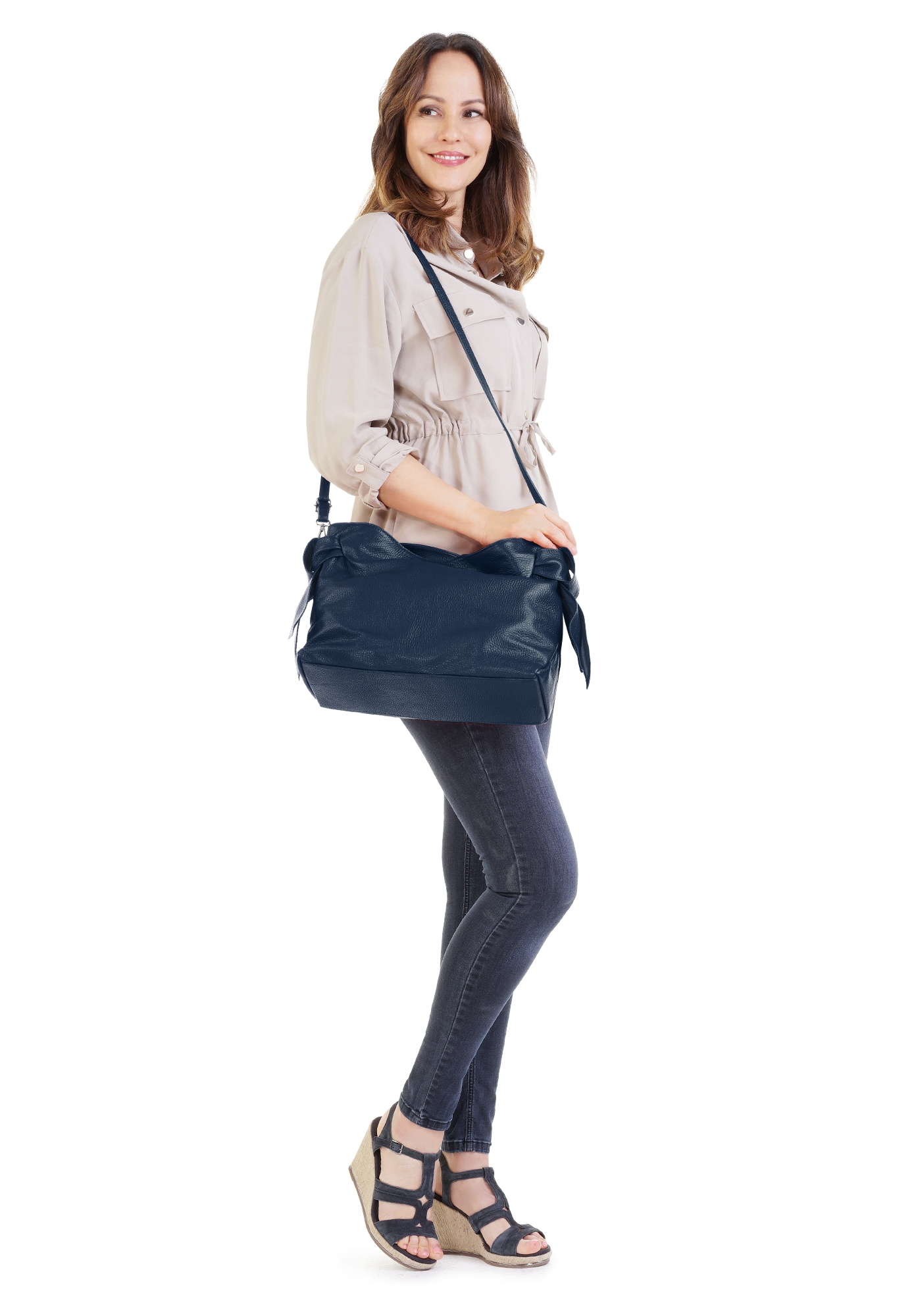 Samantha Look Henkeltasche, echt Leder, Made in Italy