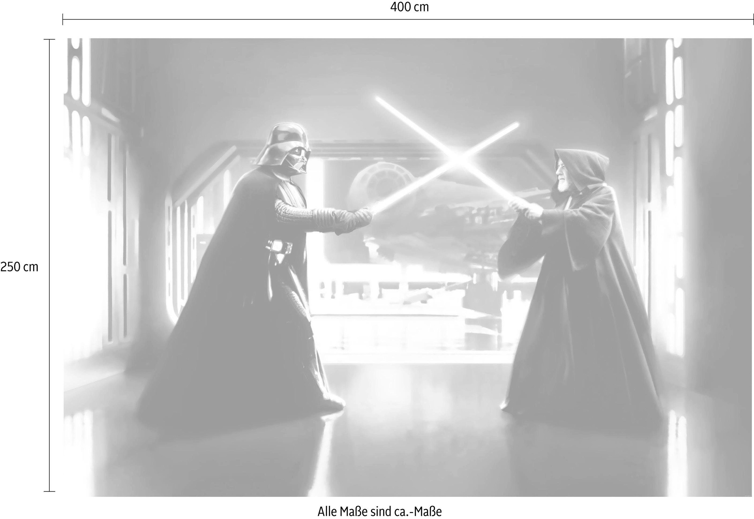 Komar Vliestapete »Digitaldruck Vlies - Star Wars Vader vs. Kenobi - Größe 300 x 200 cm«, bedruckt, Kinderzimmer