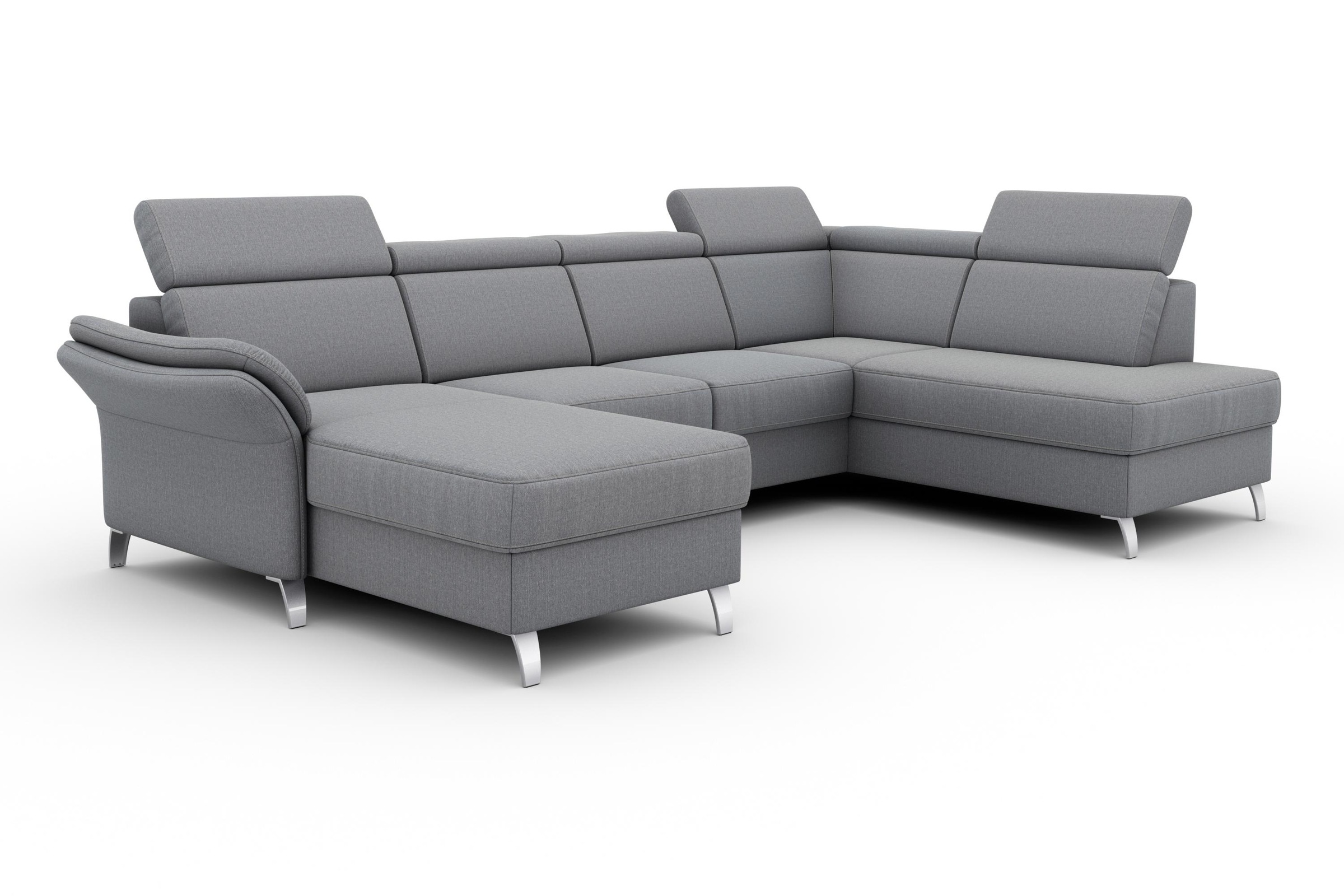 sit&more Wohnlandschaft »Vincenzo U-Form«, inklusive Kopfteilverstellung, wahlweise mit Bettfunktion, Bettkasten