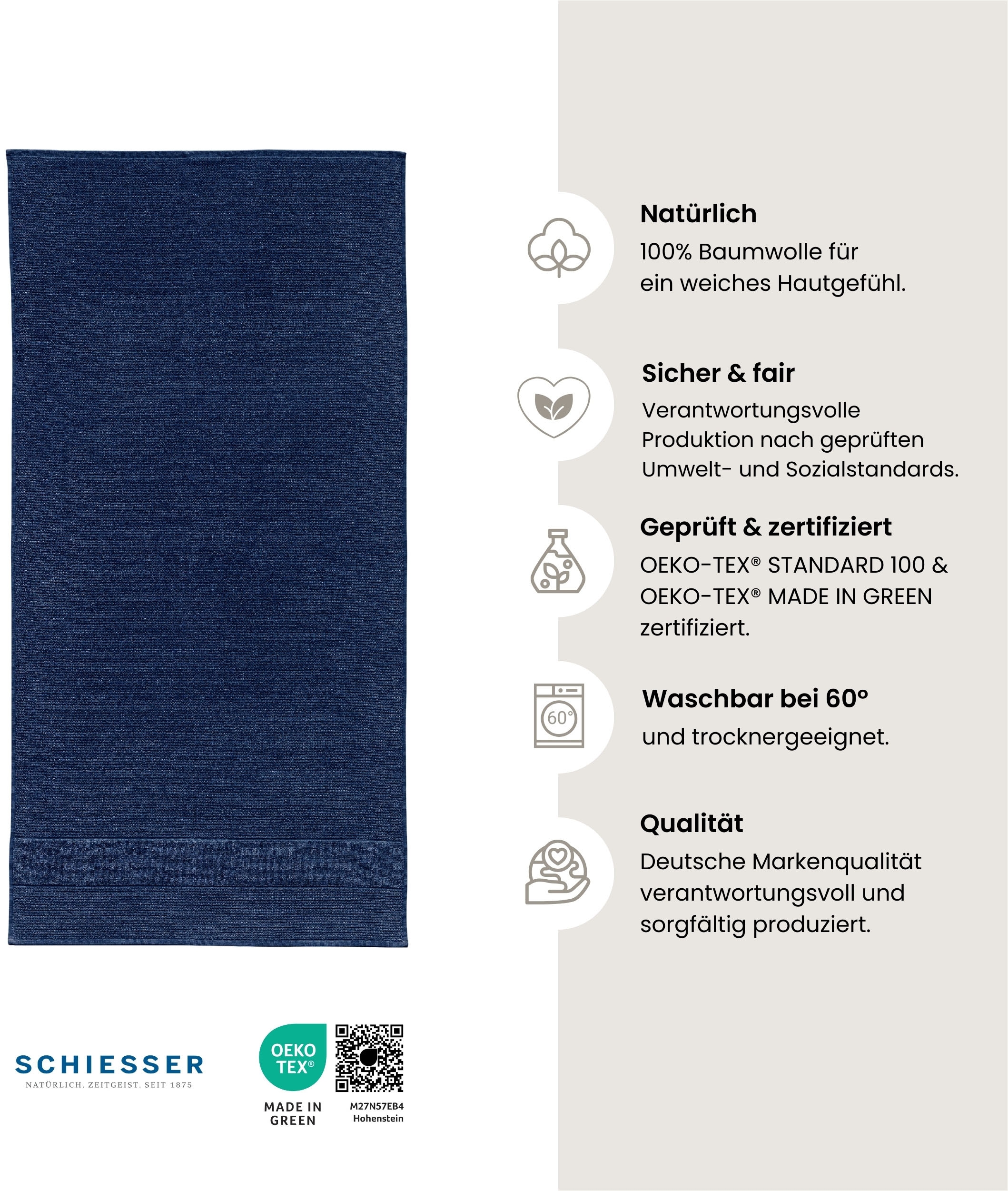 Schiesser Saunatuch »Turin in angesagter Reiskornoptik« Made in Green