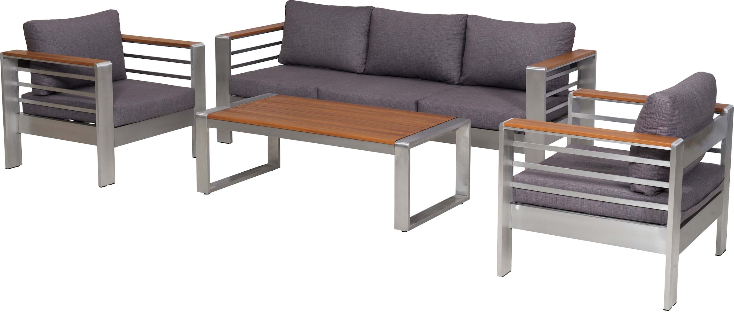 MERXX Gartenlounge-Set »Nestos« Set, 14 tlg. inkl. 2 Sessl, 1 Bank, 10 Aulagen, 1 Tisch