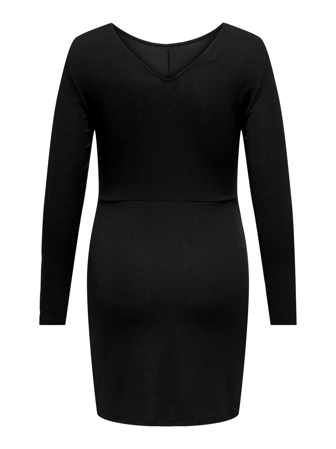 ONLY CARMAKOMA Jerseykleid »CARQUEEN L/S GLITTER TWIST DRESS JRS BF«, mit Knotendetail