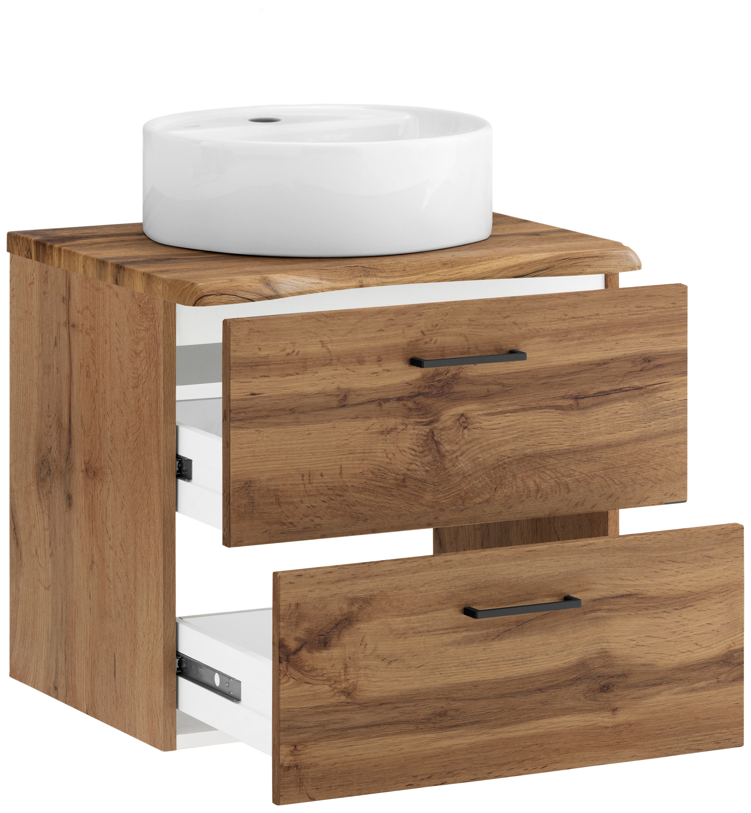 welltime Waschtisch »Trento in verschiedenen Ausführungen inkl. Waschbecken« Badmöbel in Breite 60 cm, Badschrank Waschplatz mit 2 Schubladen