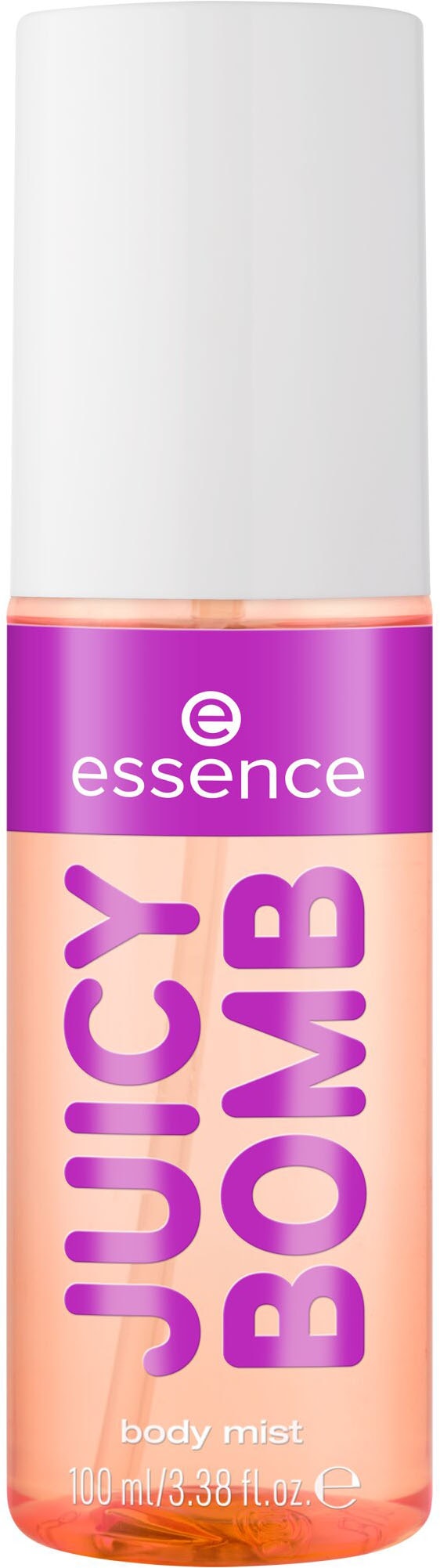 Essence Körperspray »JUICY BOMB PARTY body mist 01«, (Packung, 4 tlg.), Reisefreundliches Flakon, hält den ganzen Tag, riecht fruchtig-blumig.