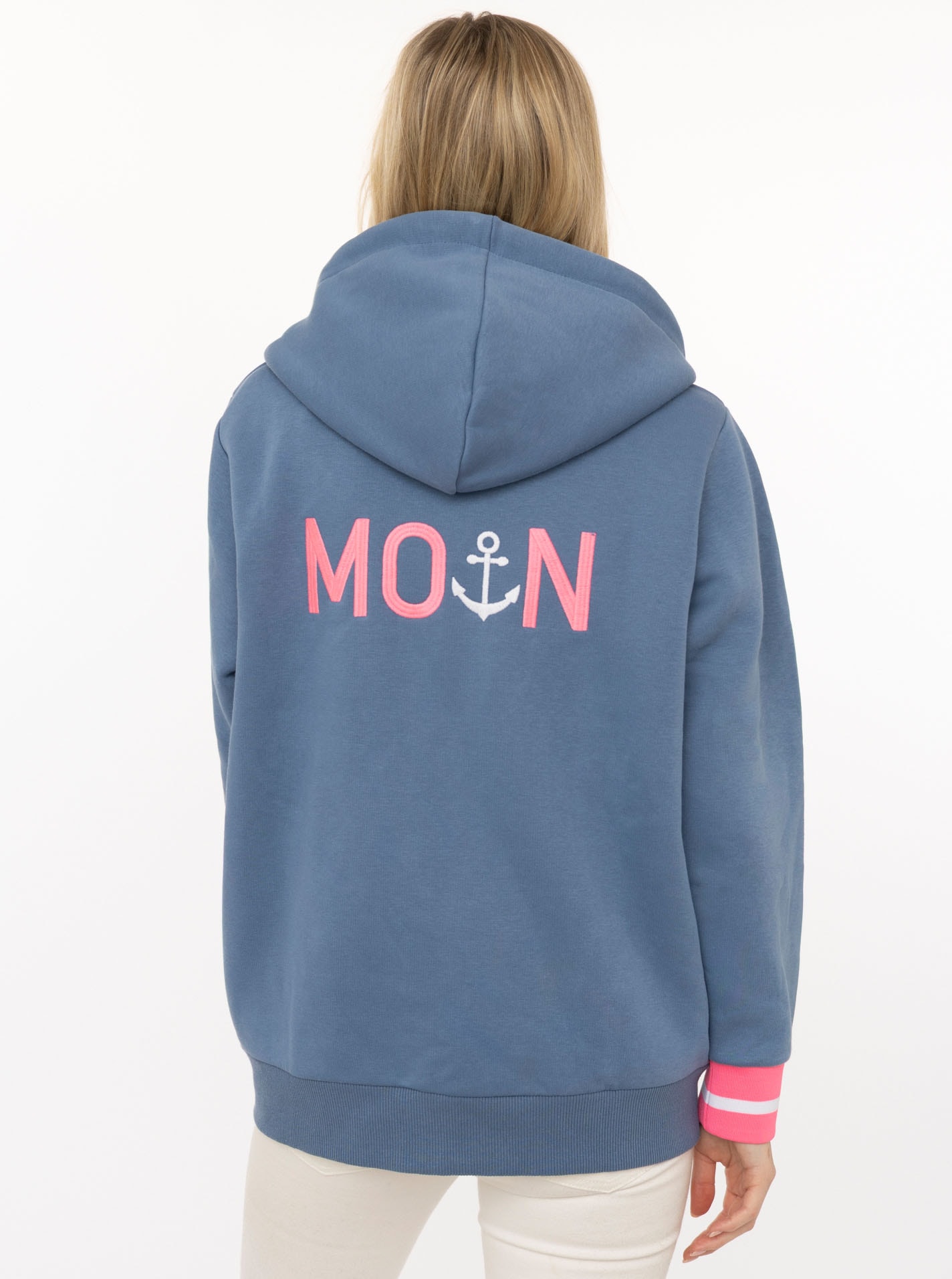 Zwillingsherz Kapuzensweatjacke »"Rahel"« Langarm, Kapuze, Reißverschluss, modisch, Schriftzug, Taschen