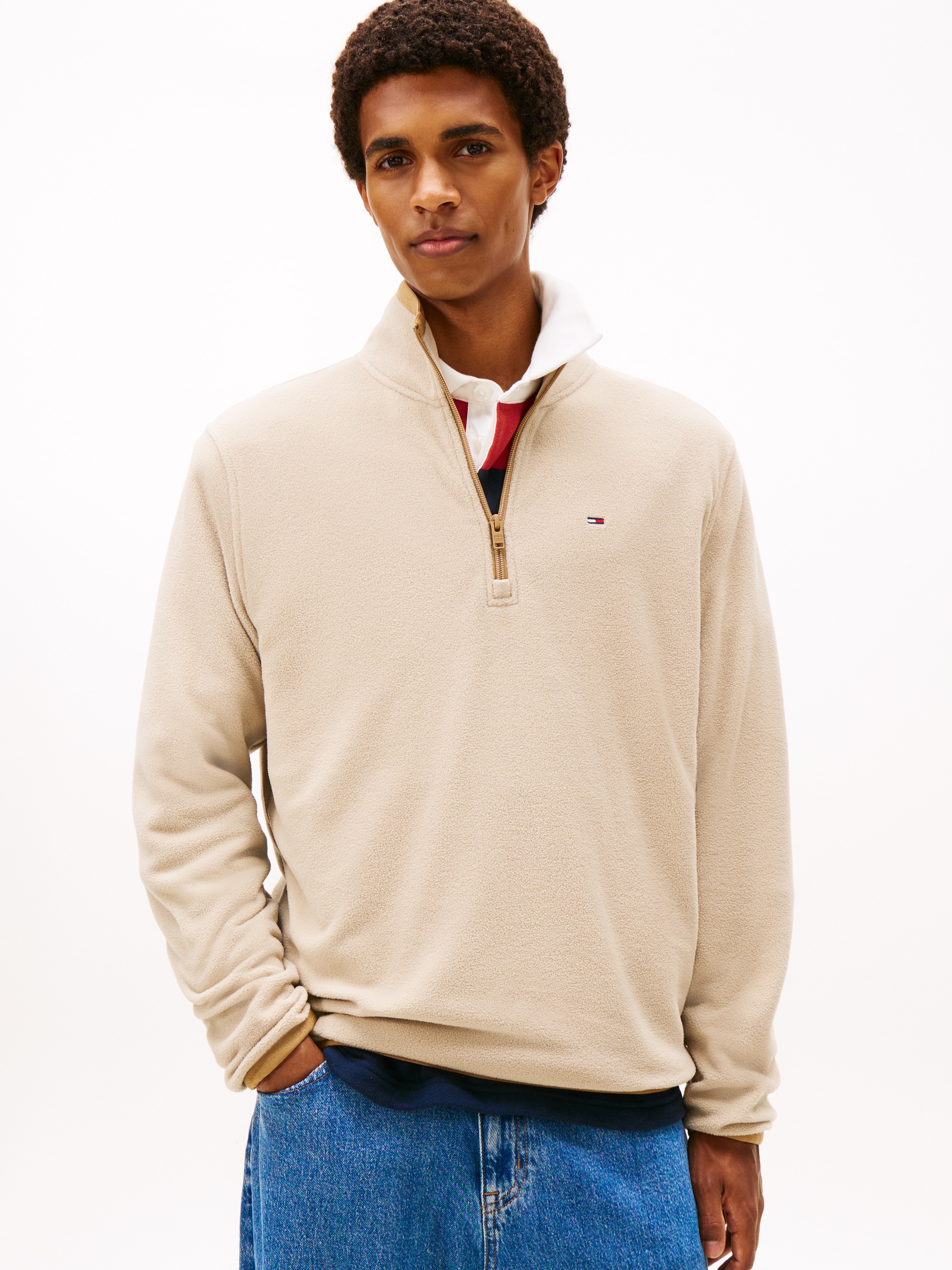 Tommy Jeans Fleecepullover »TJM FLAG POLAR FLEECE«, normale Passform, Troyer
