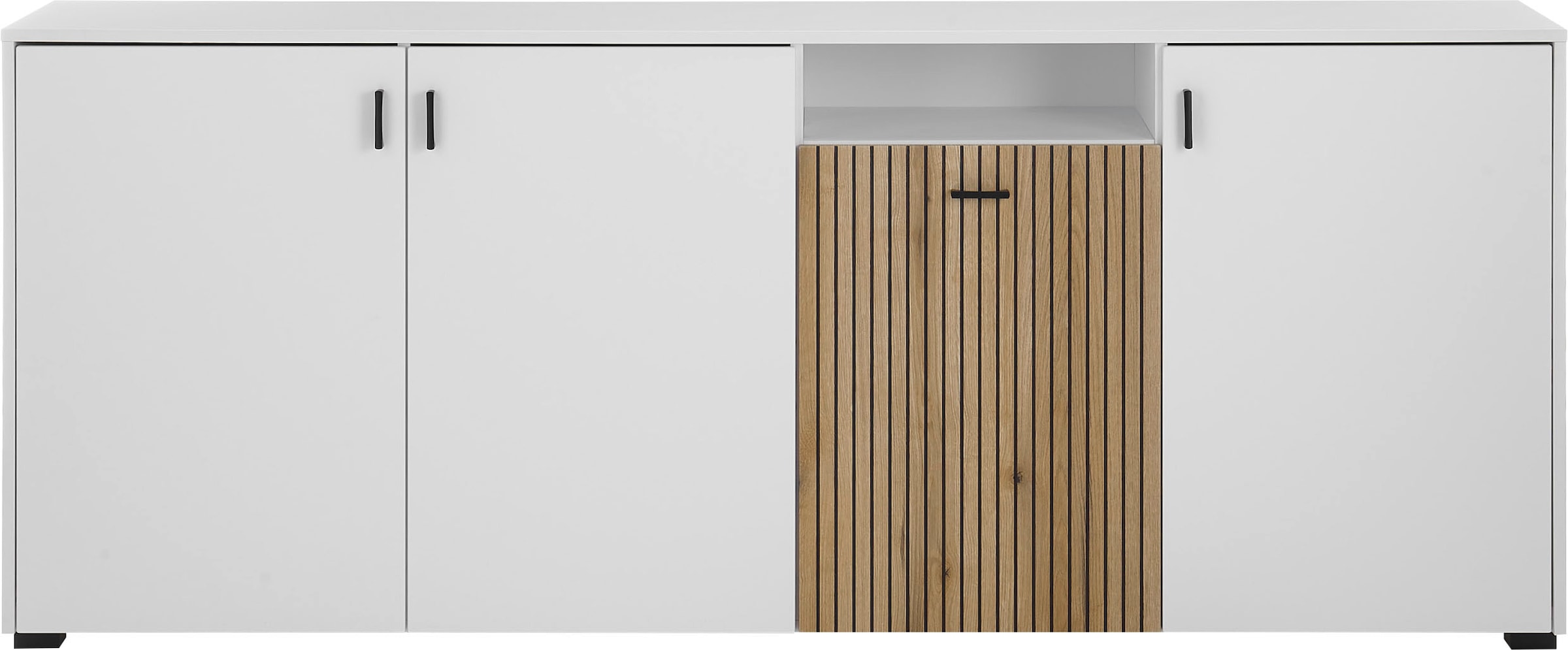 Home affaire Sideboard »Hudson« in moderner Trendfarbe, Griffe aus Metall (Schwarz), Breite 200 cm