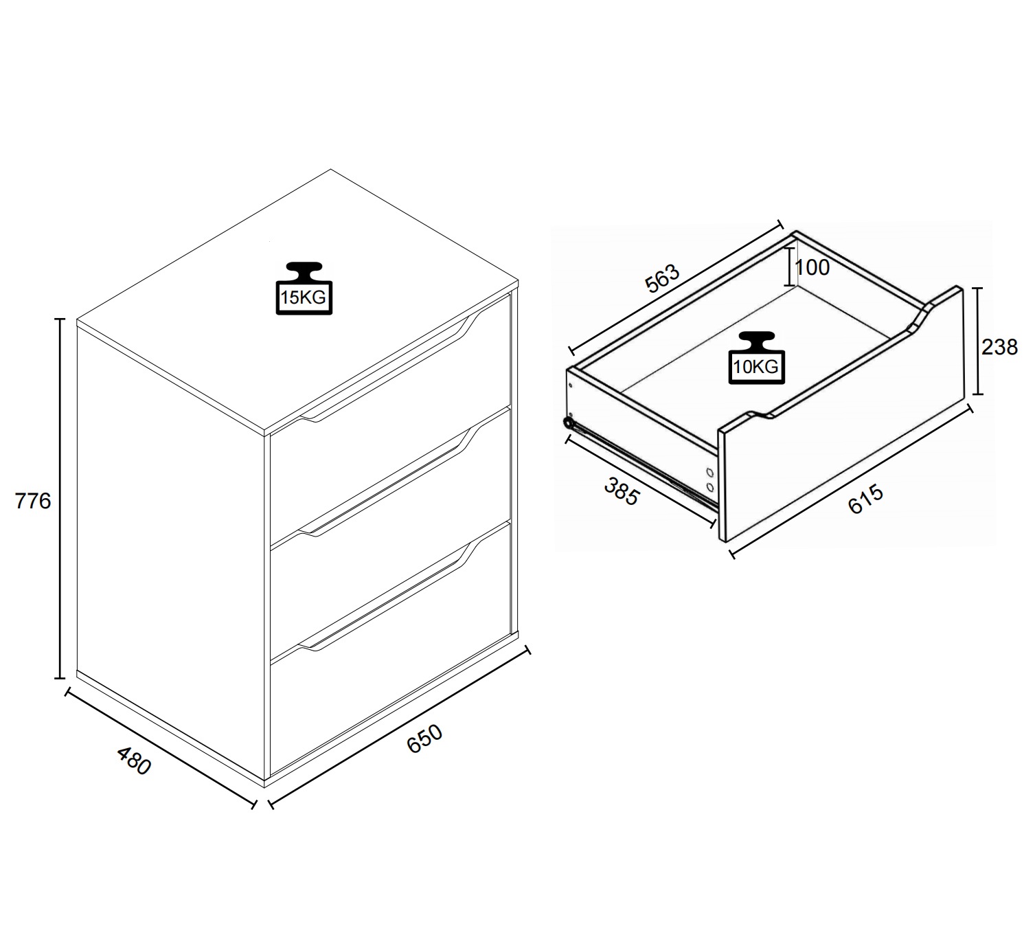 VCM Kommode »Sideboard Kommode Nachttisch Schublade Malira L« 1 Stk. tlg.