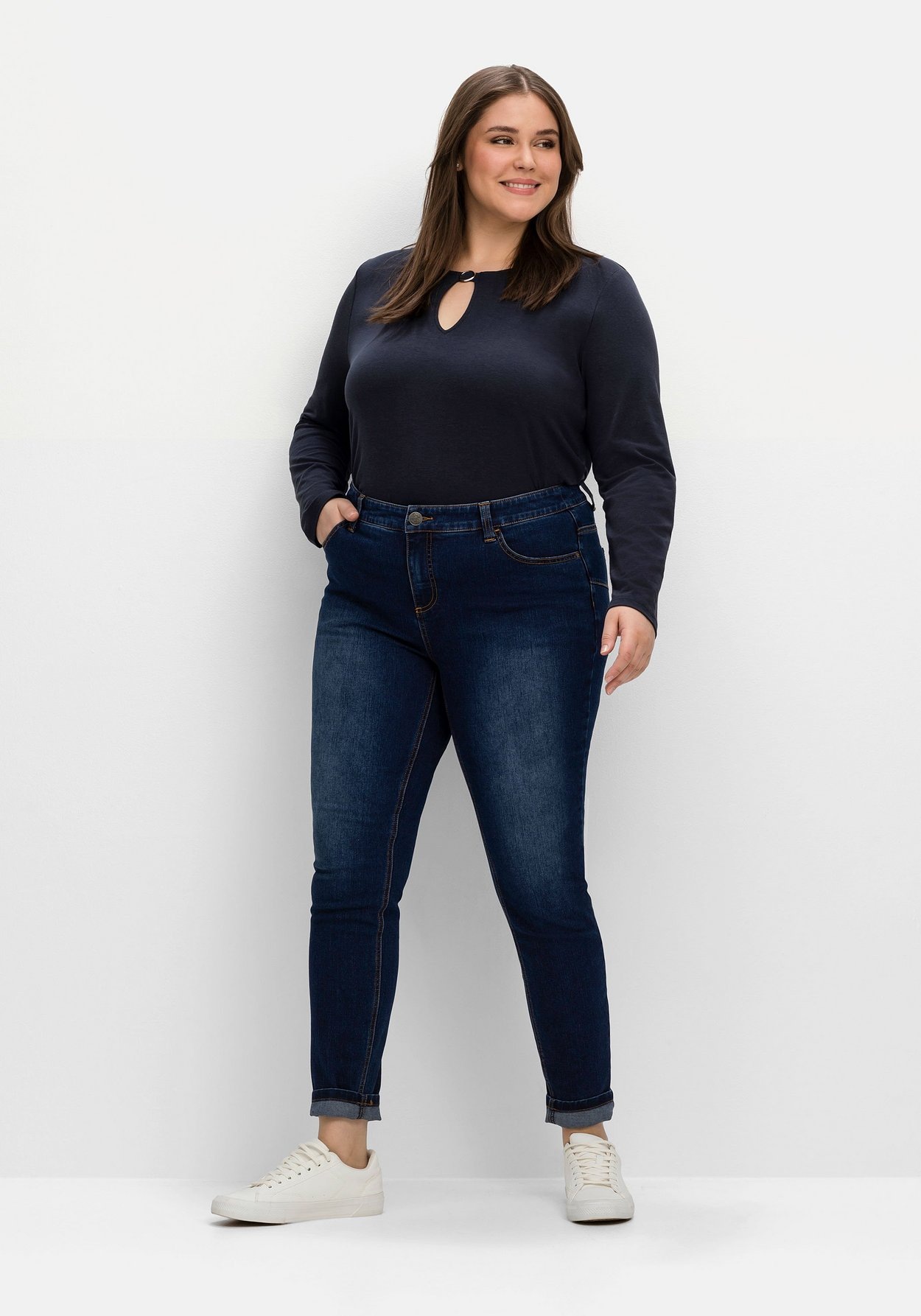Sheego Stretch-Jeans »Jeans für sehr schmale Beine und mehr Bauch«
