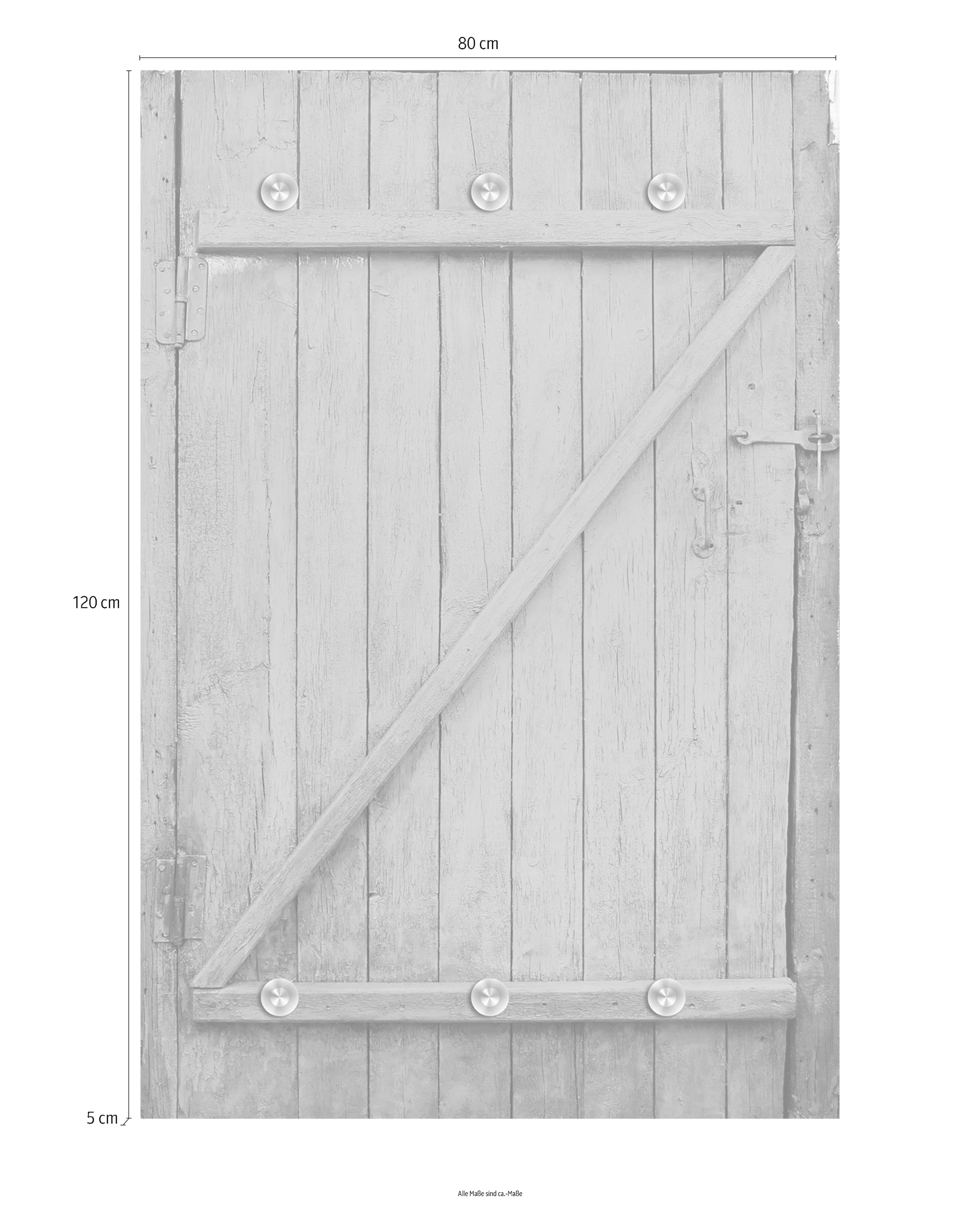 queence Garderobenleiste »Holztür«, mit 6 Haken, 80 x 120 cm