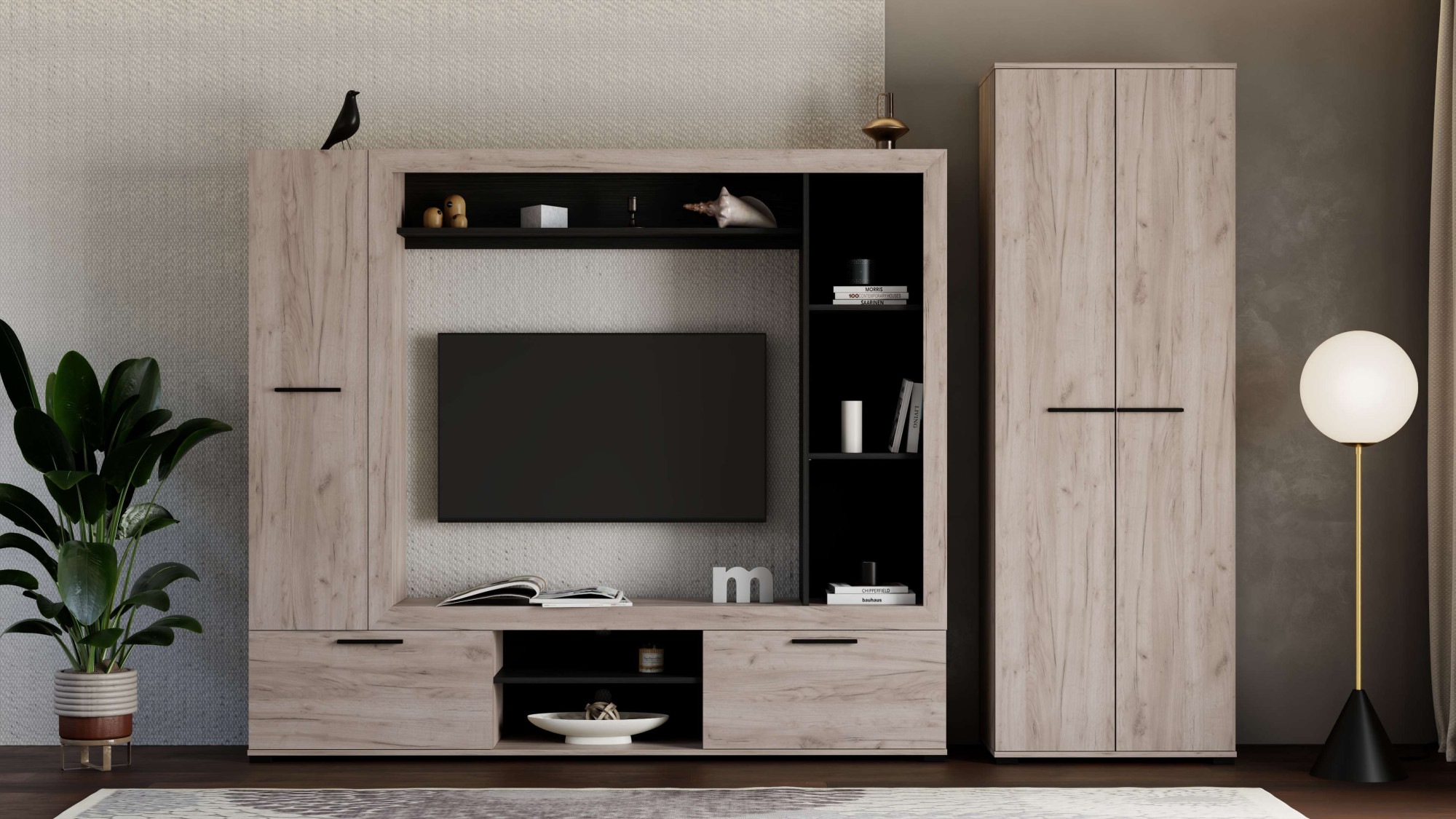 Home affaire Wohnwand »Lorca Medienwand, Wohnzimmerwand, TV-Wand« 4 Stk. tlg.