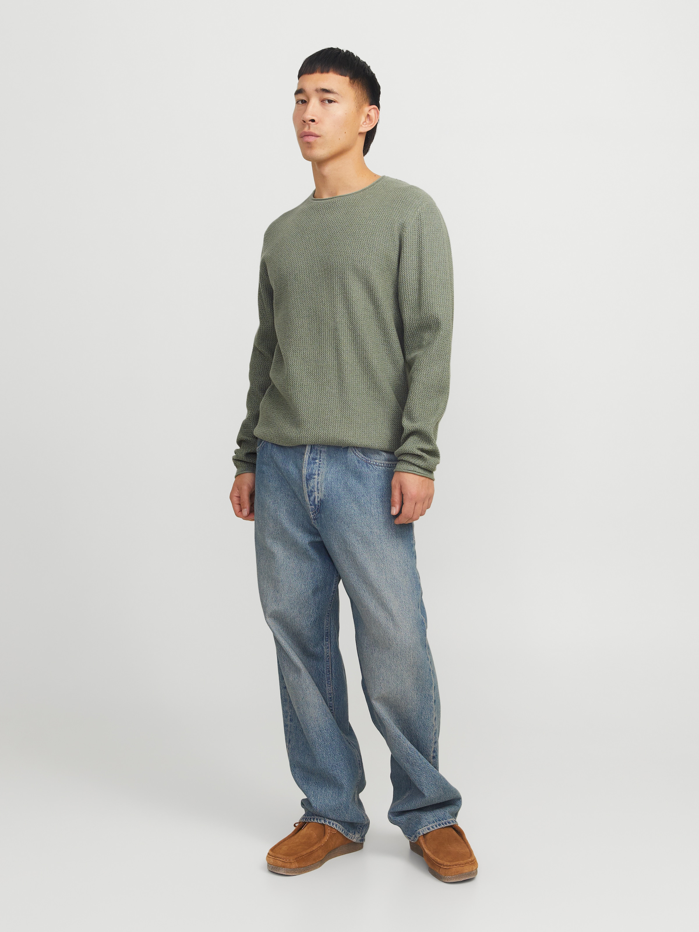 Jack & Jones Rundhalspullover »JJECOOPER KNIT CREW NECK NOOS«, in Strick Optik
