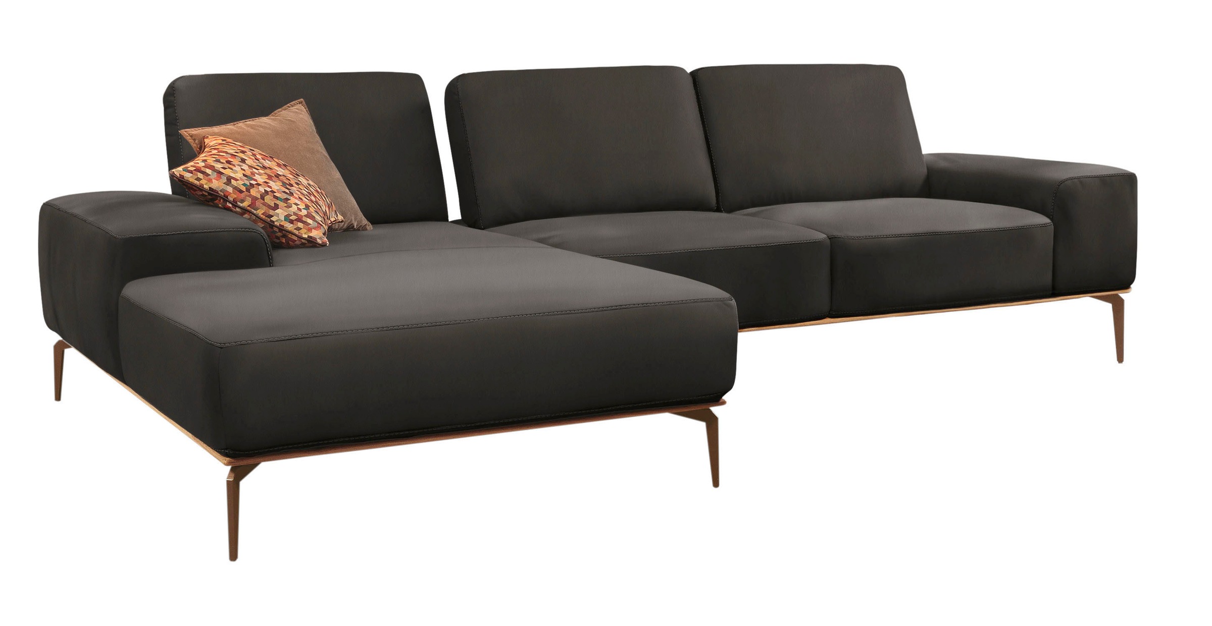 W.SCHILLIG Ecksofa »run, Designsofa mit tollem Sitzkomfort, bequem, L-Form«, mit Holzsockel, Füße in Bronze pulverbeschichtet, Breite 319 cm