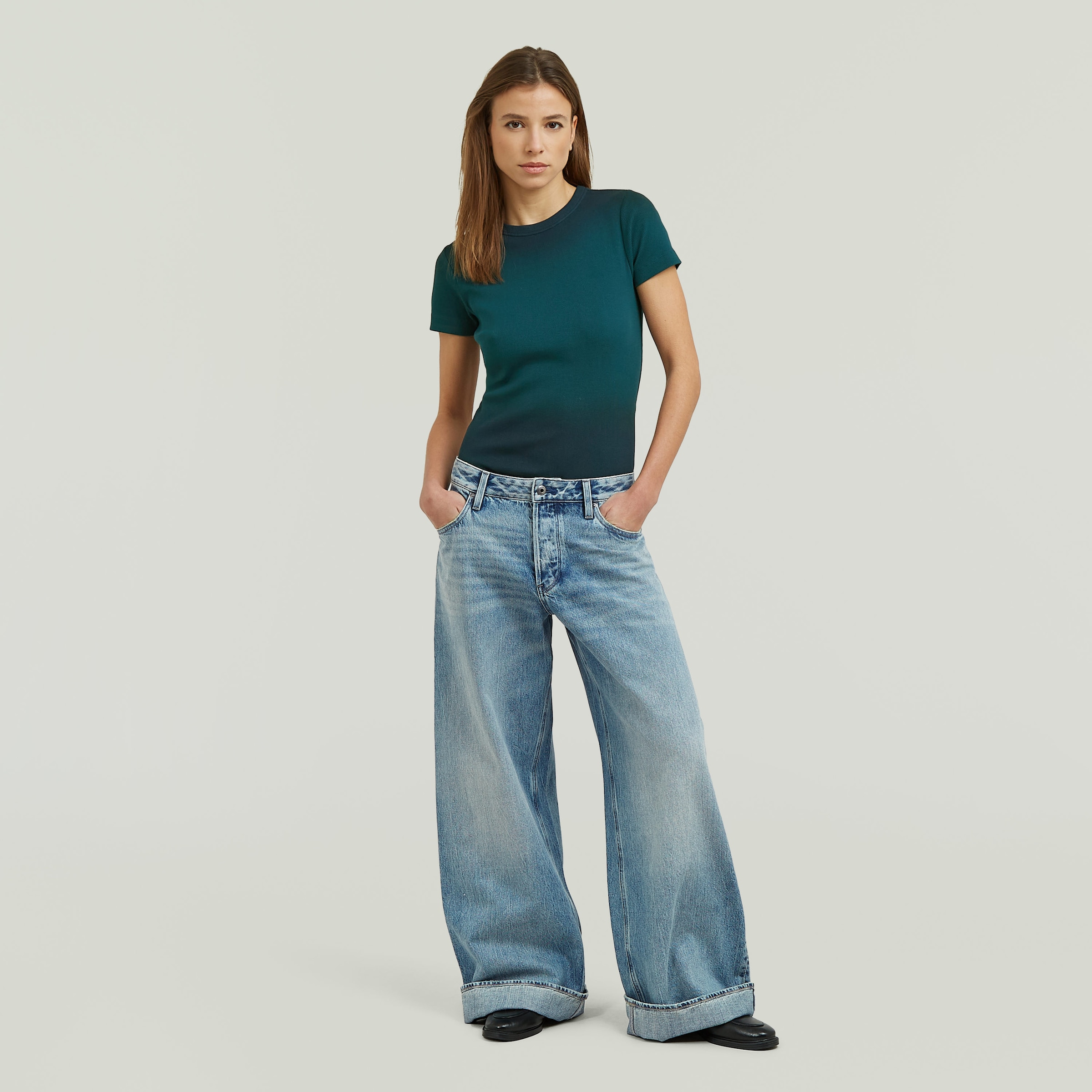 G-STAR Loose-fit-Jeans »Roxx Wide Wmn« mit Umschlagsaum