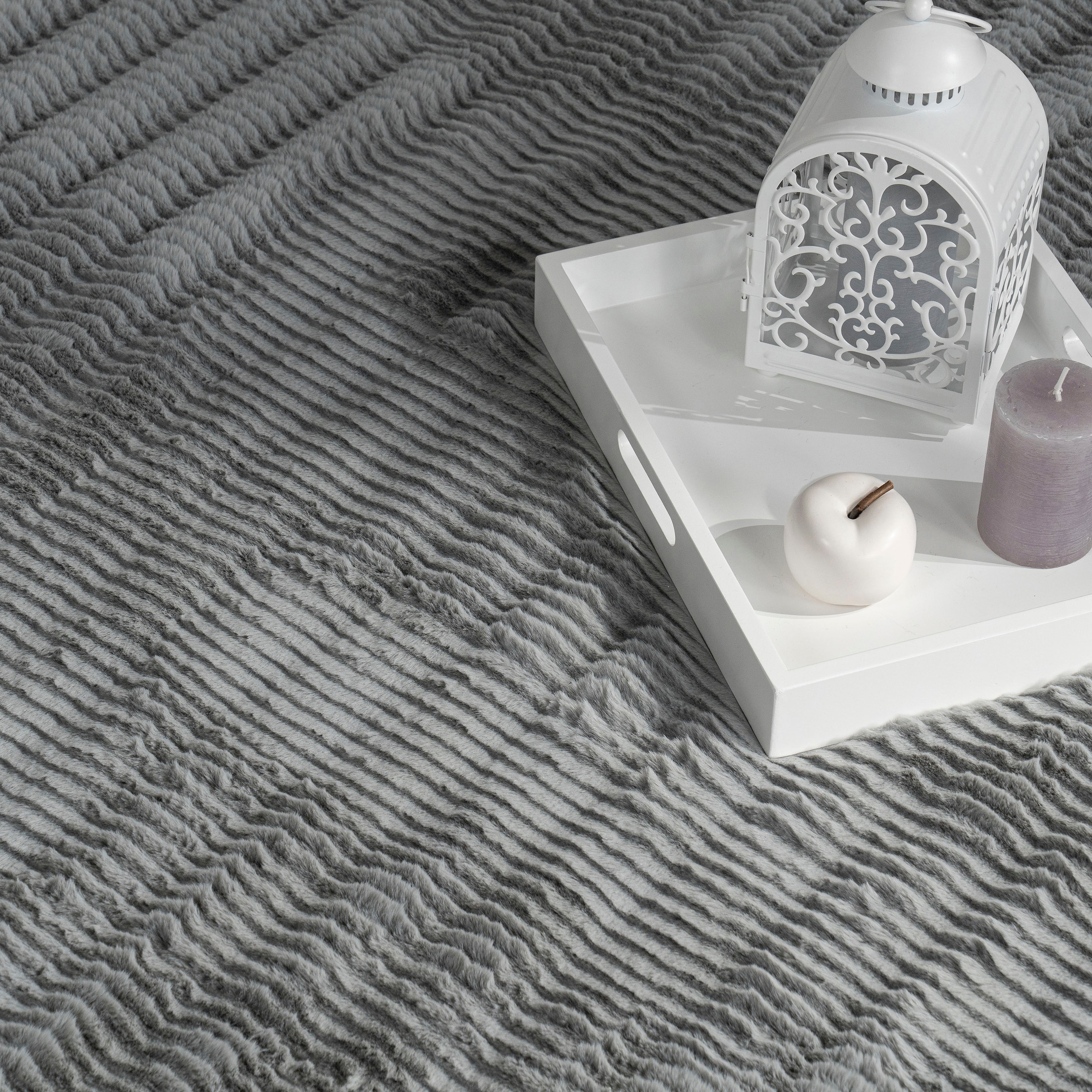 Paco Home Hochflor-Teppich »Arnheim 743«, rechteckig, 27 mm Höhe, Uni Farben, Wellen Muster, besonders weich, Hoch-Tief Effekt