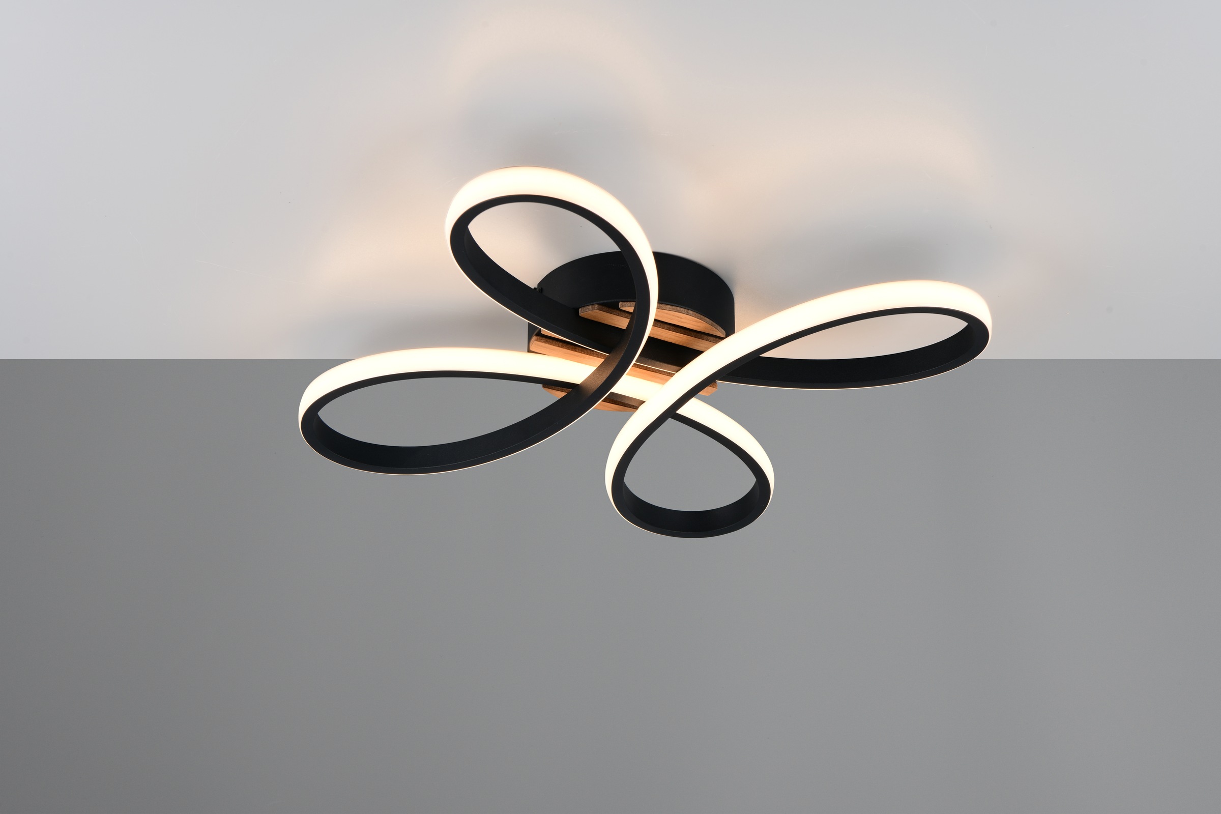 OTTO home LED Deckenleuchte »Ullii, Deckenlampe mit Fernbedienung dimmbar Nachtlicht Memory« LED-Board 1 Stk. warmweiß - kaltweiß CCT stufenlos warm- bis kaltweiß, Holzelemente in Optik Akustikpaneel